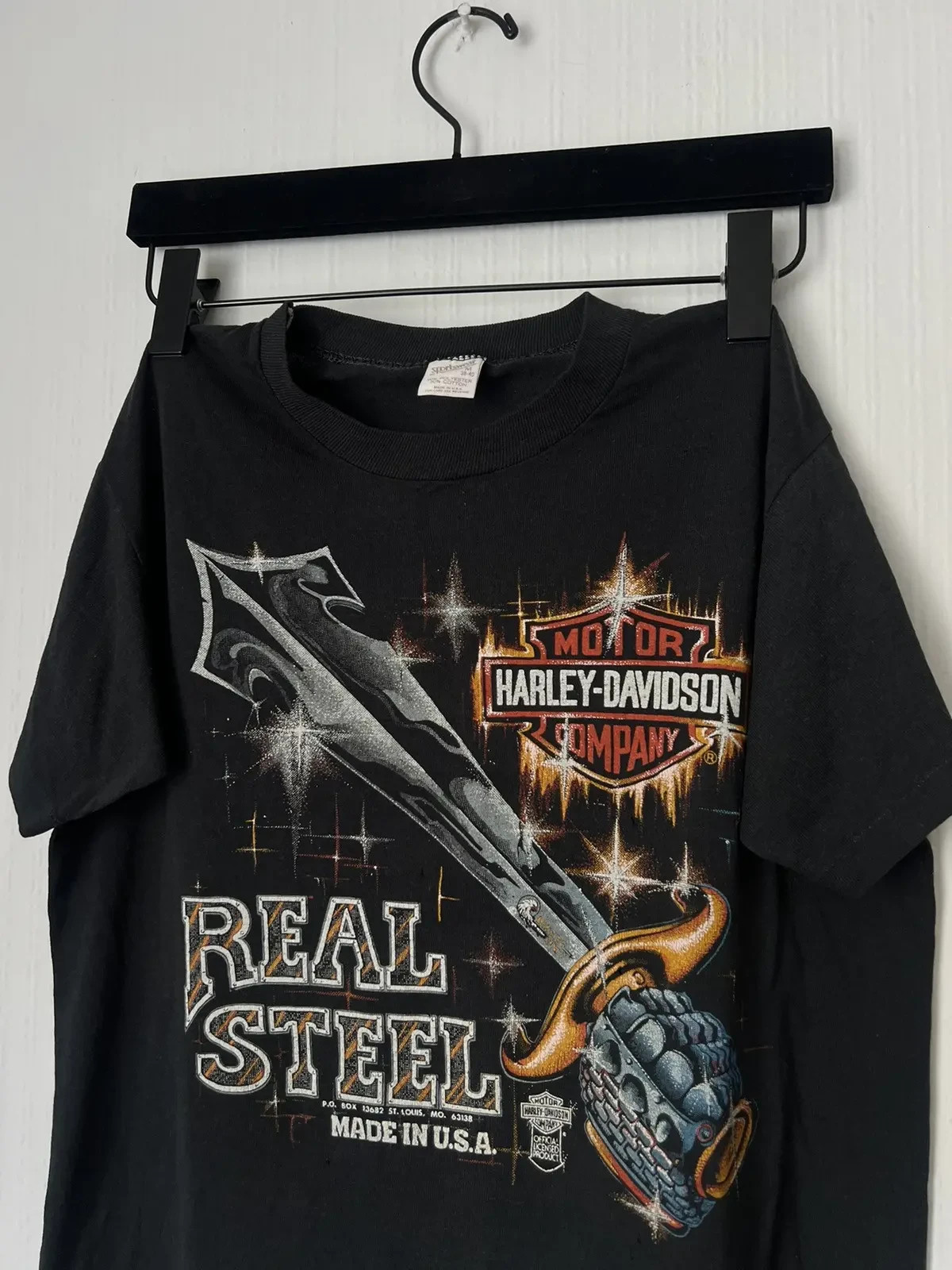 Vintage 80s Harley Davidson Real Steel Men’s Medium Shirt Faded Grail Rare