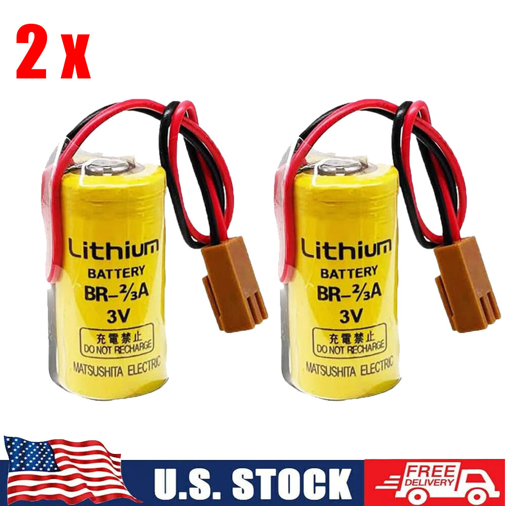 2X Brand New Panasonic BR-2/3A 3V Lithium Battery with Plug