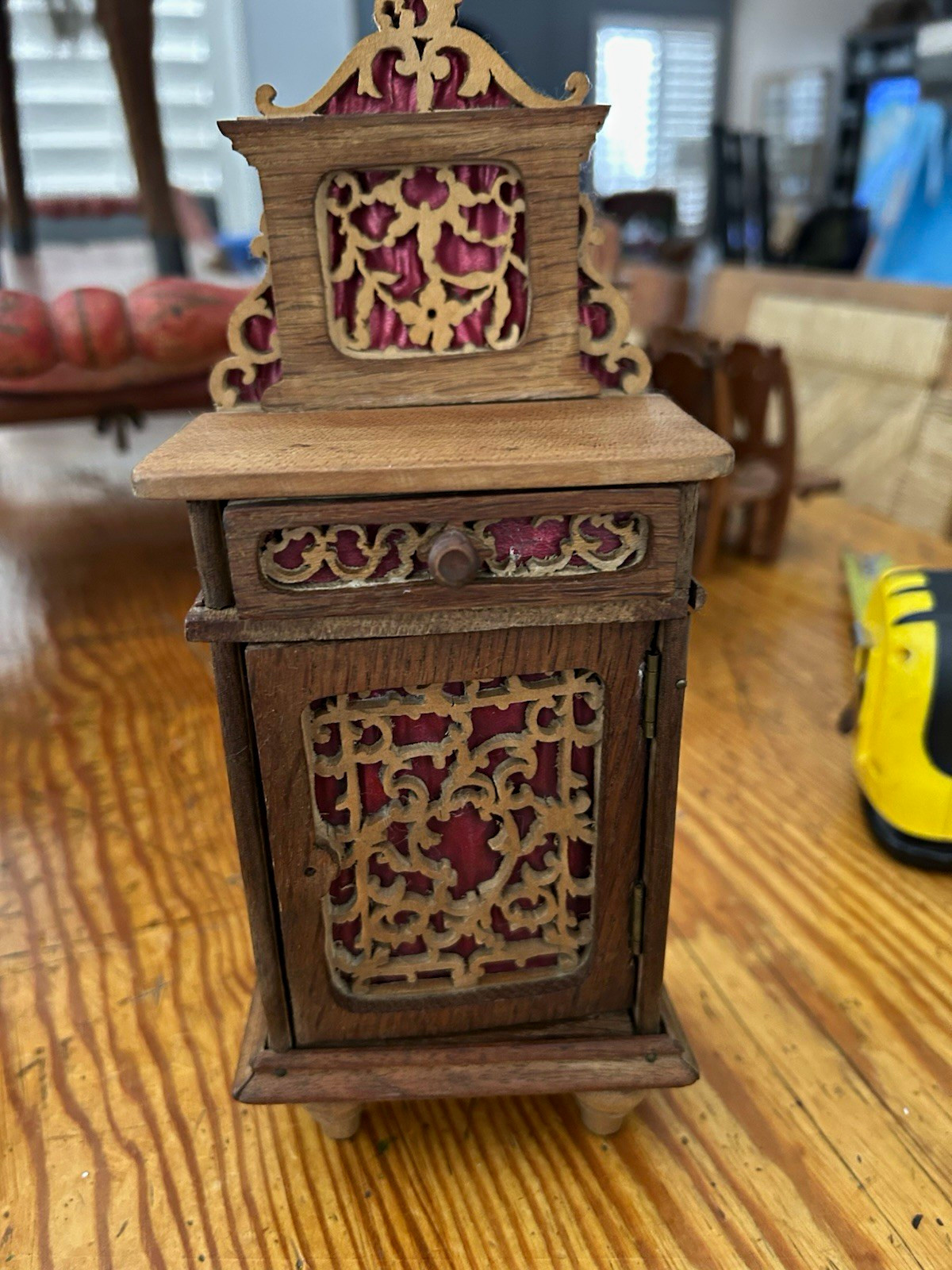 Antique Dollhouse Wooden Fretwork Cabinet