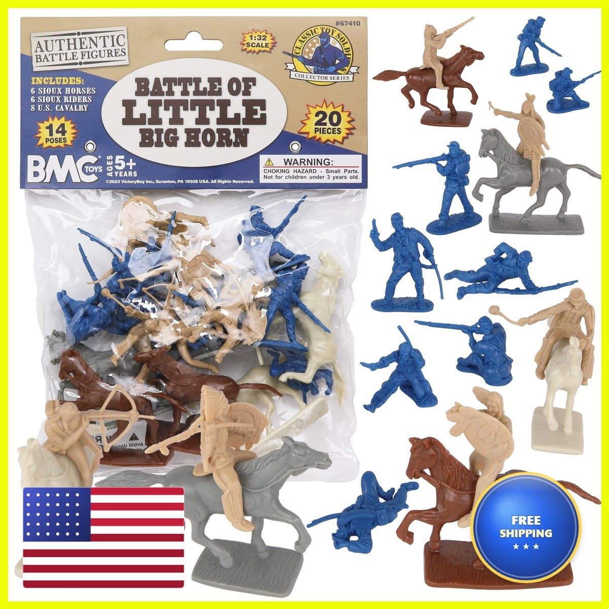 BMC CTS Battle of Little Big Horn Army Men - 20pc Sioux & Cavalry Figures BMC CTS Battle of Little Big Horn Army Men - 20pc Sioux & Cavalry Figures