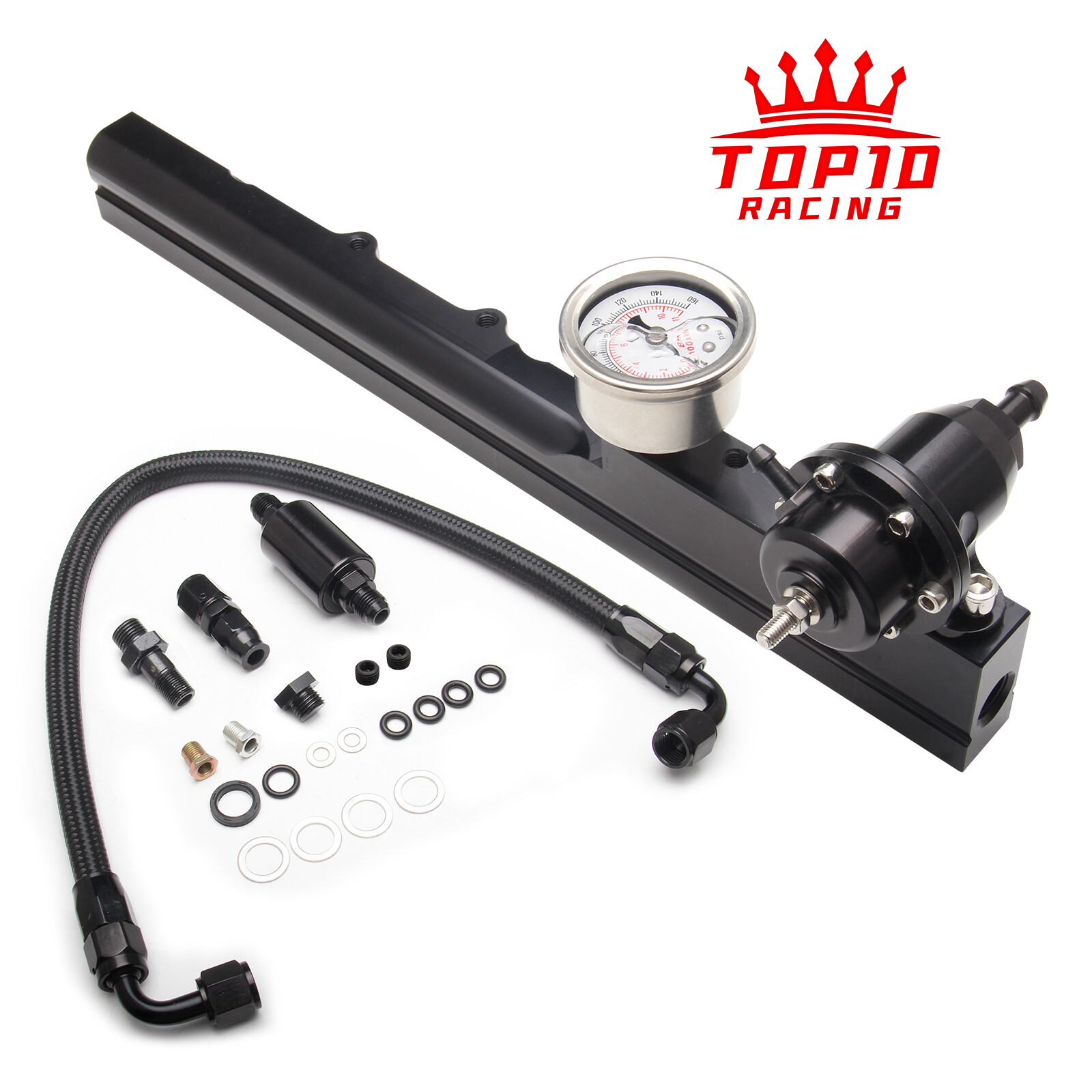 👍High Flow Fuel Rail w/ Regulator Gauge & AN6 Hose B16 B18 B20 Si B-Series👍