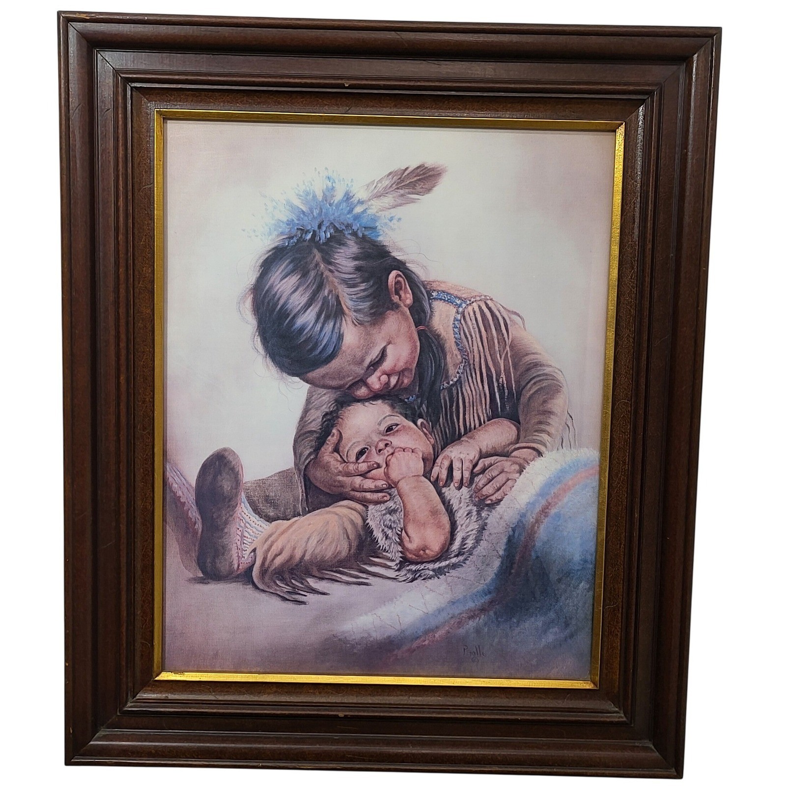 Gregory Perillo Babysitter Signed Lithograph Native American Art 1238/3000 1980