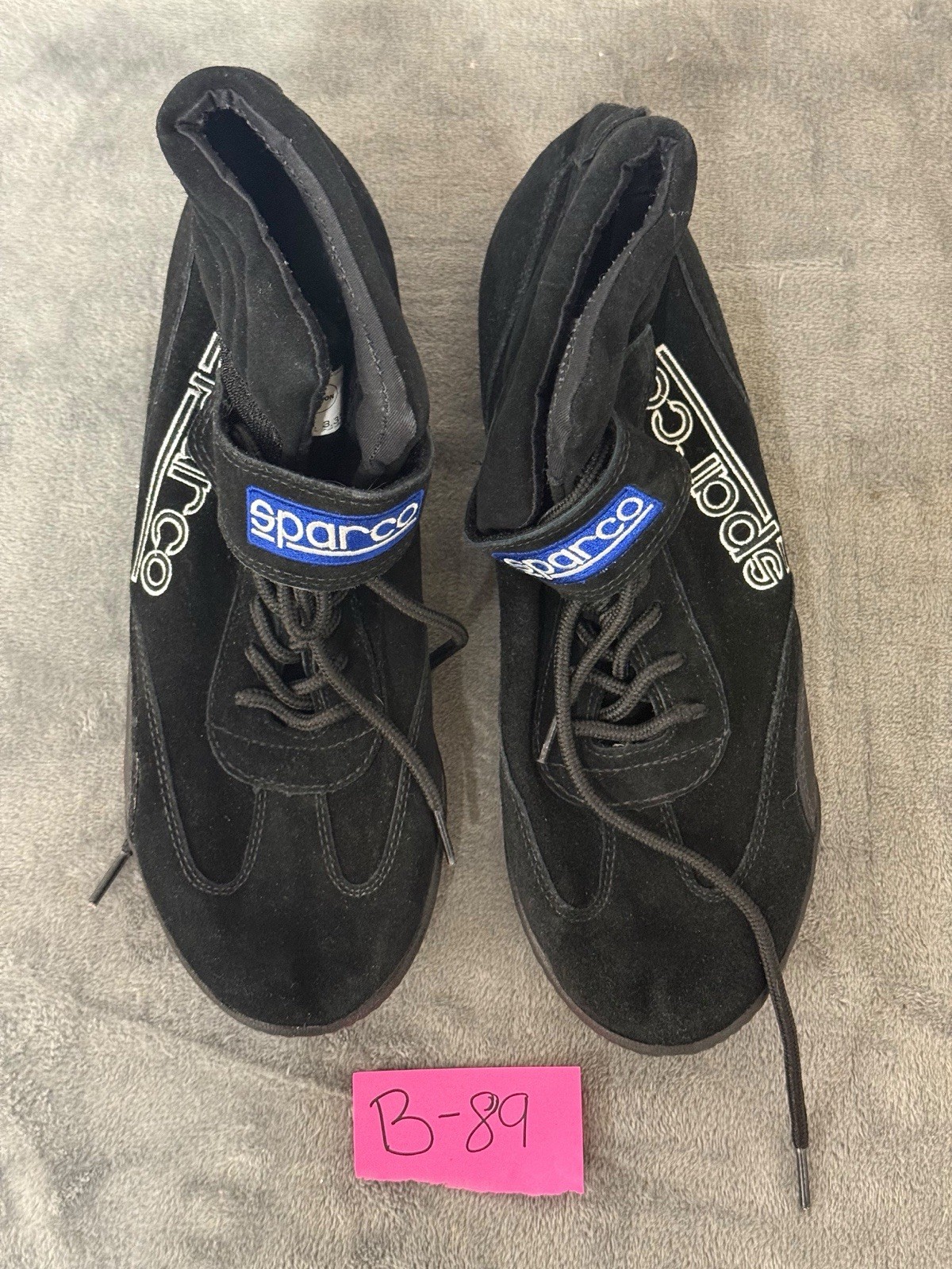 Sparco Race Driving Shoes Size 10.5 Black Suede High Top SFI Spec 3.3/5