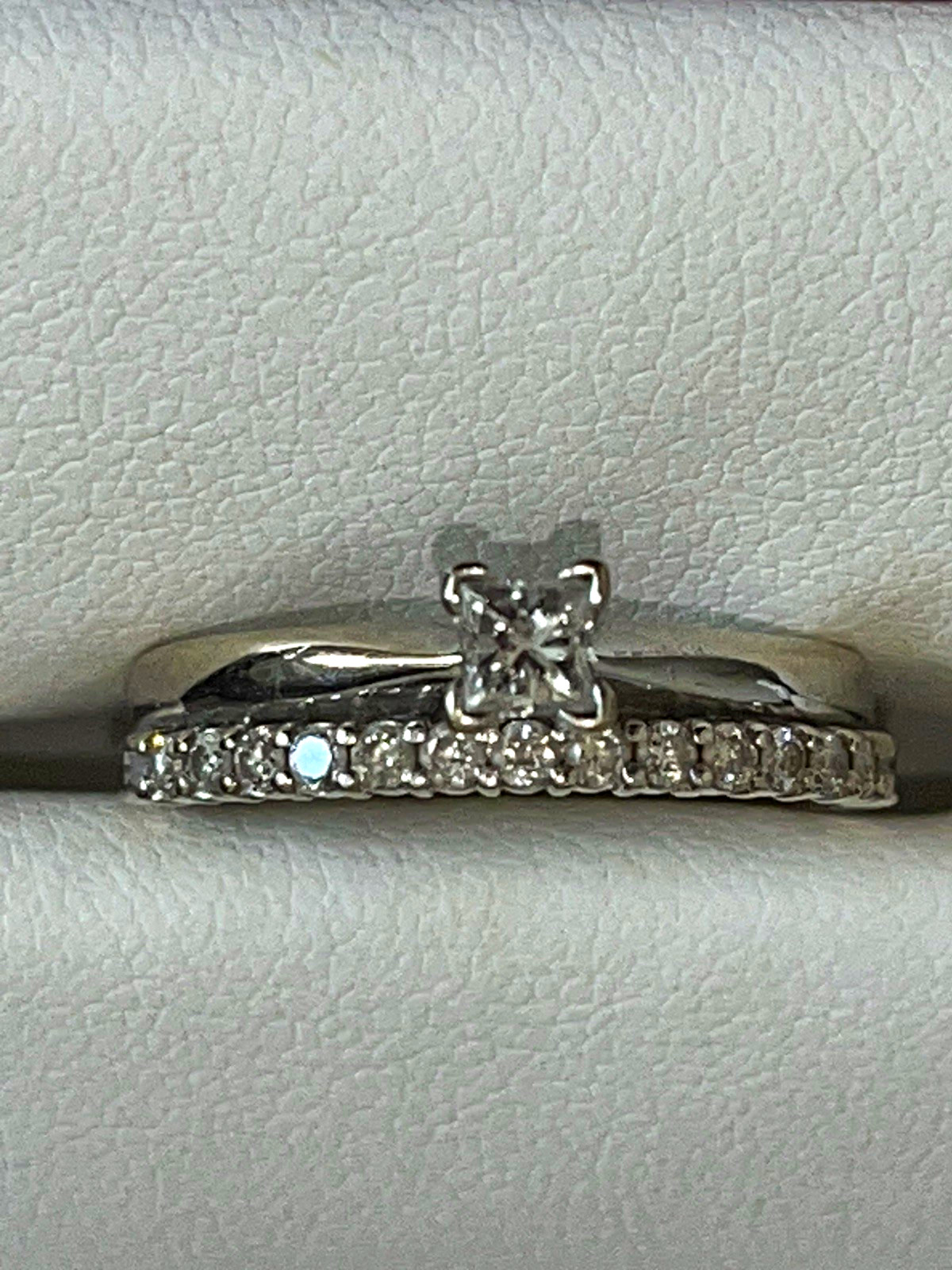 Helzberg Diamonds 14K/10K White Gold Princess Diamond Bridal Set Ring 6