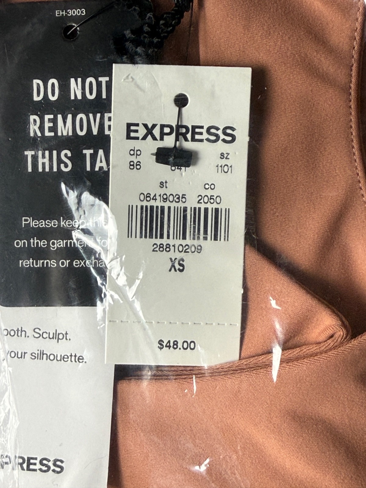 Express Body Contour High Compression Scoop Neck Bodysuit Mocha NWT XS-L