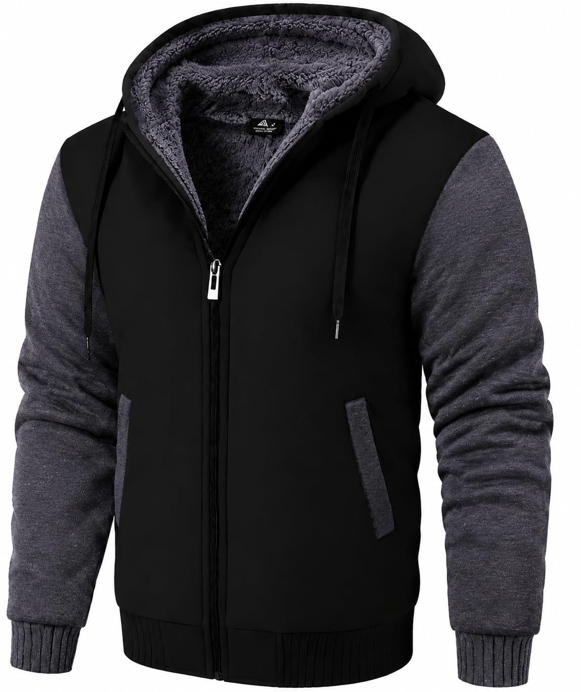 Men\'s Heavyweight Zip Up Hoodie Fleece Sherpa Lined Winter Jacket Warm Sweatshir