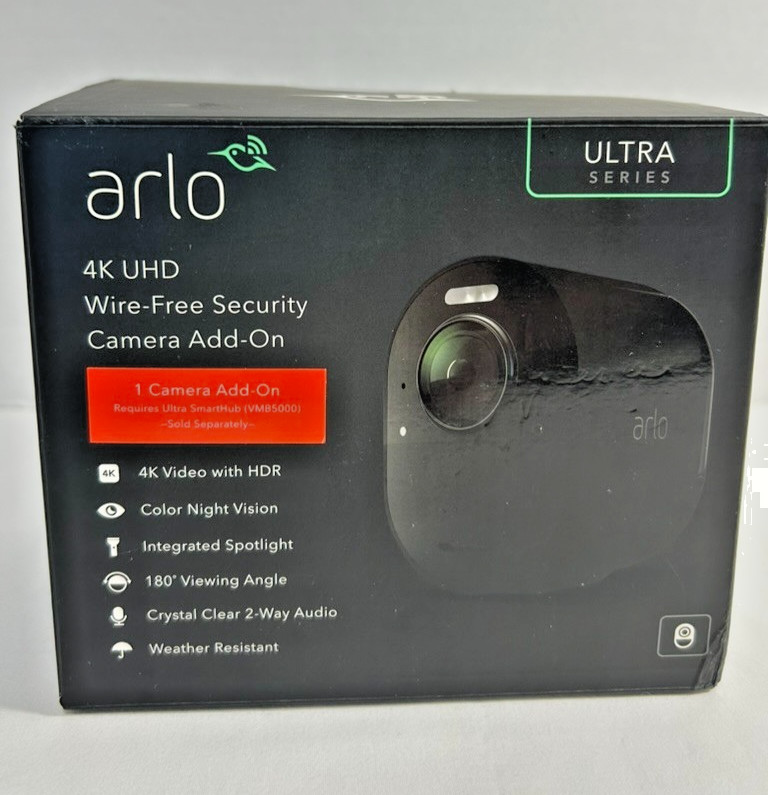 Arlo Ultra 2 Spotlight Camera 4K UHD Black Add-On VMC5040 New Open Box Read Desc