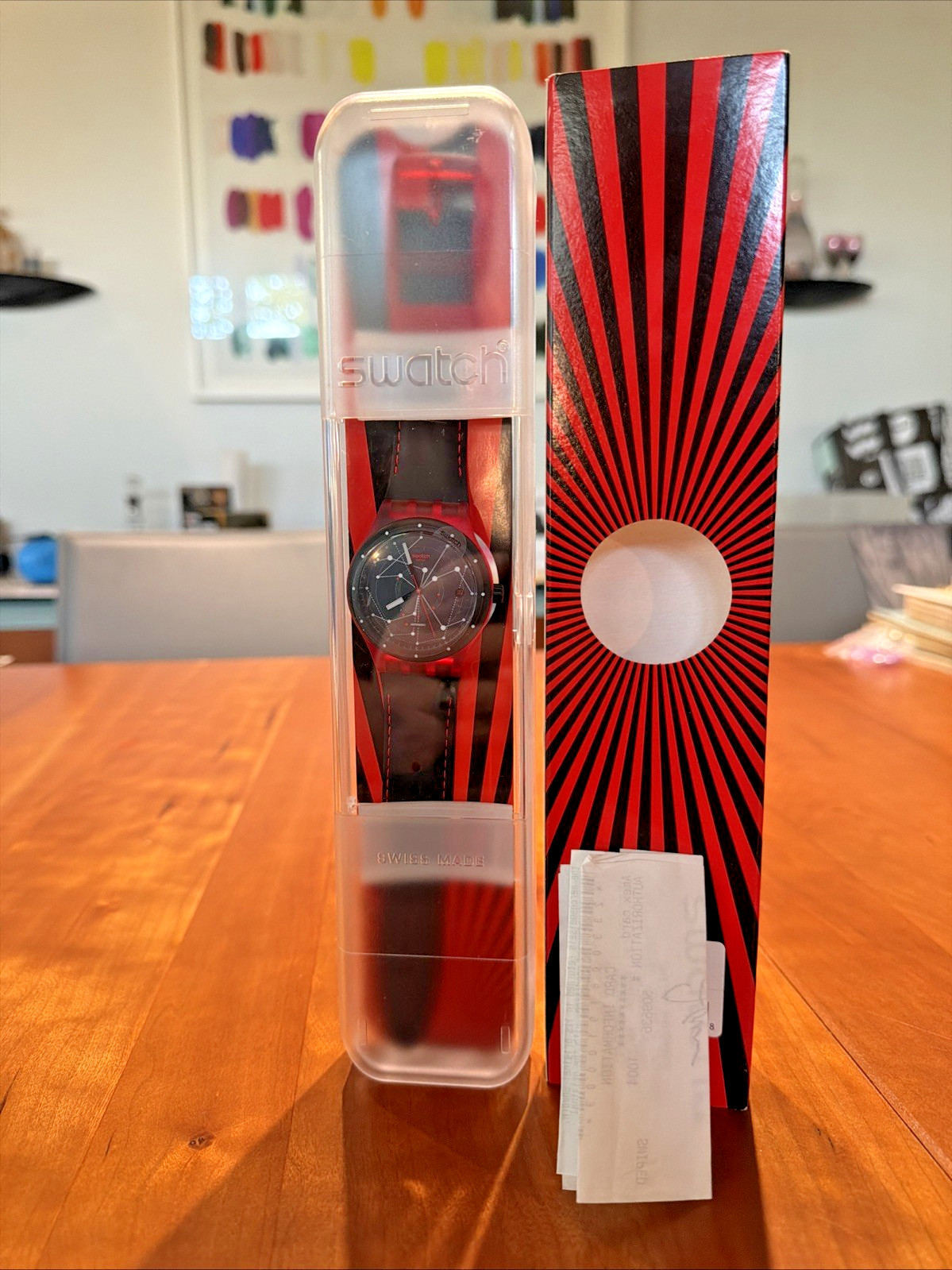 NIB NEW Swatch SUTR400 Sistem51 Automatic Watch Black Red Swiss Made w Receipt