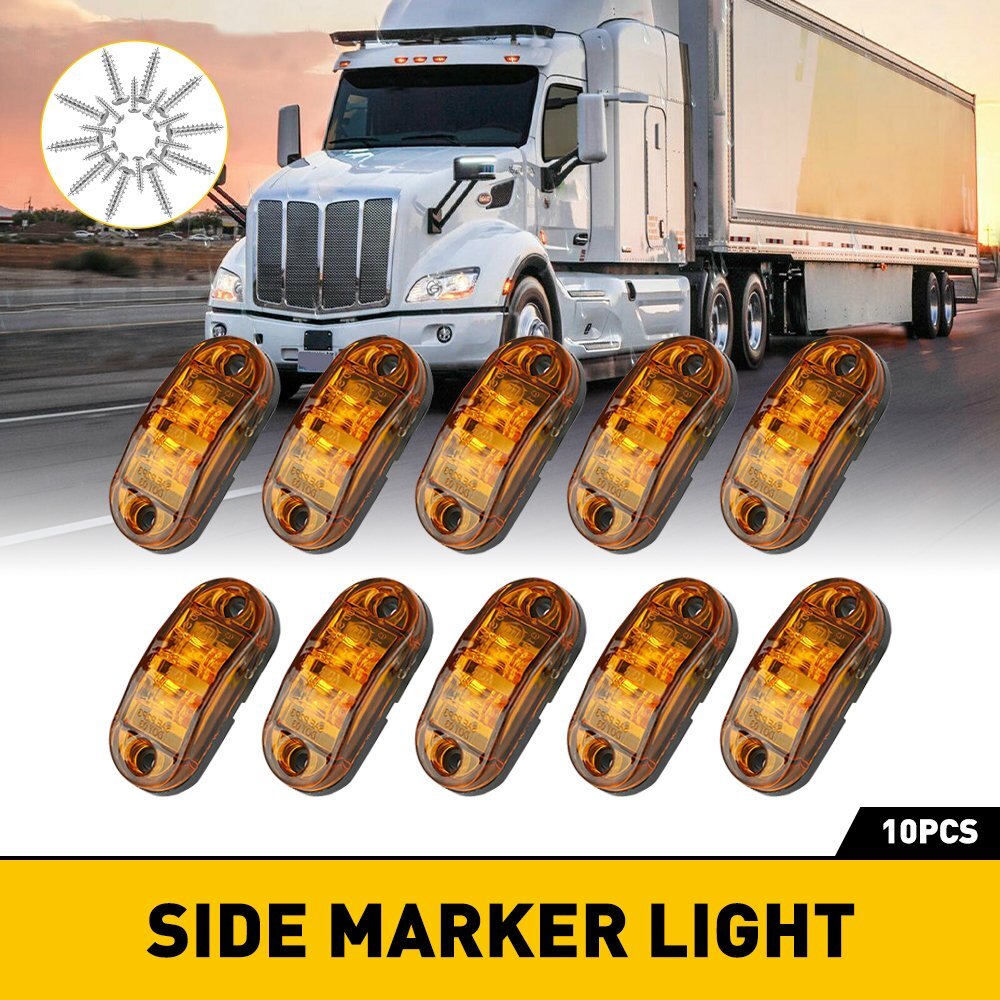 10* Amber 2-LED Oval Side Marker Lights Truck Trailer Clearance Light Waterproof