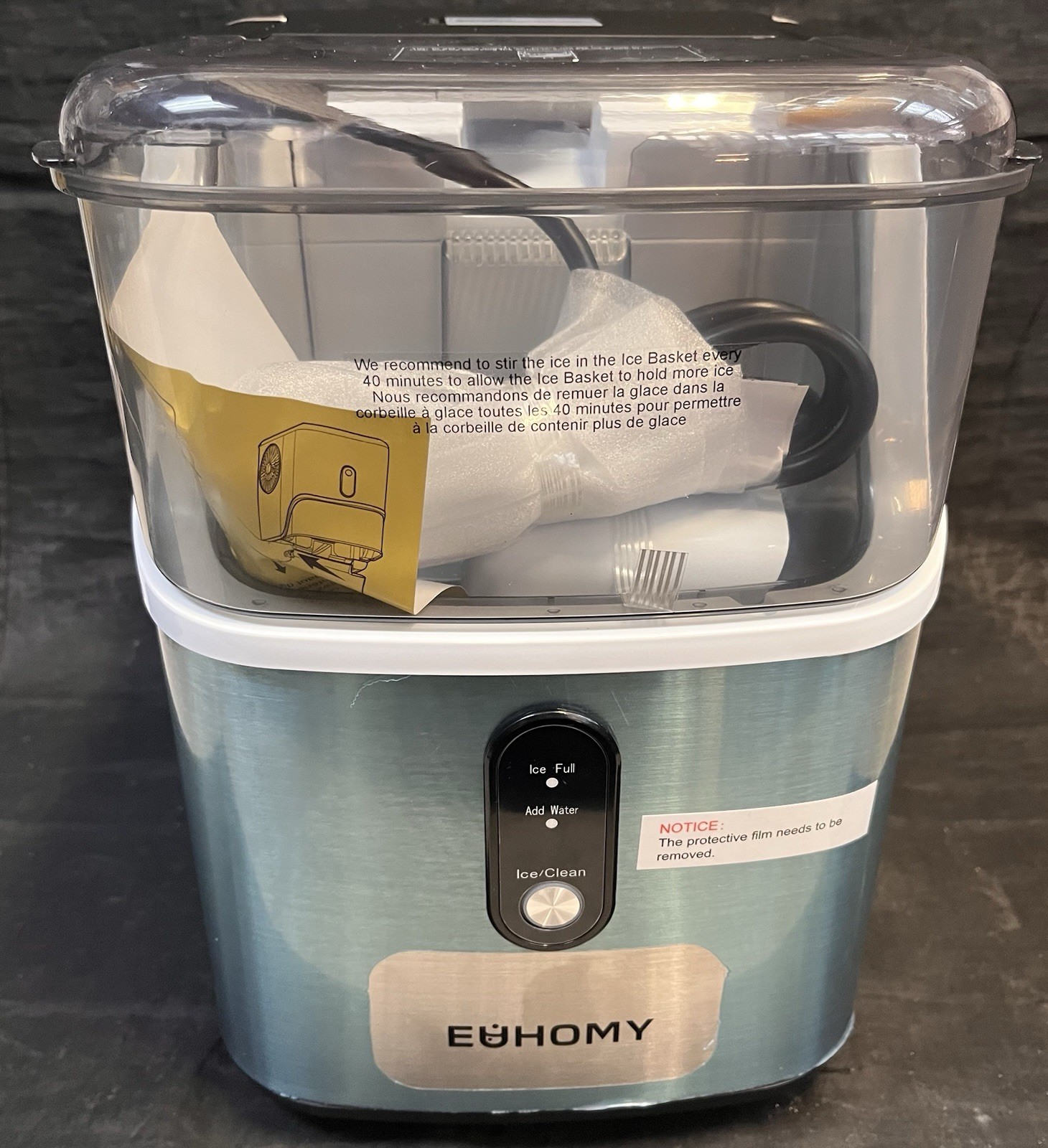 EUHOMY Countertop Nugget Ice Maker Stainless Steel, LCD, NEVER USED, OUT OF BOX