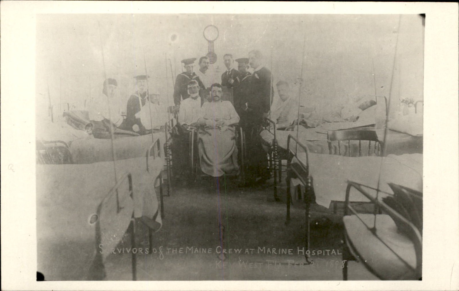 USS Maine Ship crew survivors in hospital ward c1930 RPPC 2nd/3rd Gen Image bhn USS Maine Ship crew survivors in hospital ward c1930 RPPC 2nd/3rd Gen Image bhn