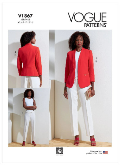 Vogue Pattern V1867 R11313 - Trouser Suit - Blazer -Slim Pants  Size 6-14, 16-24