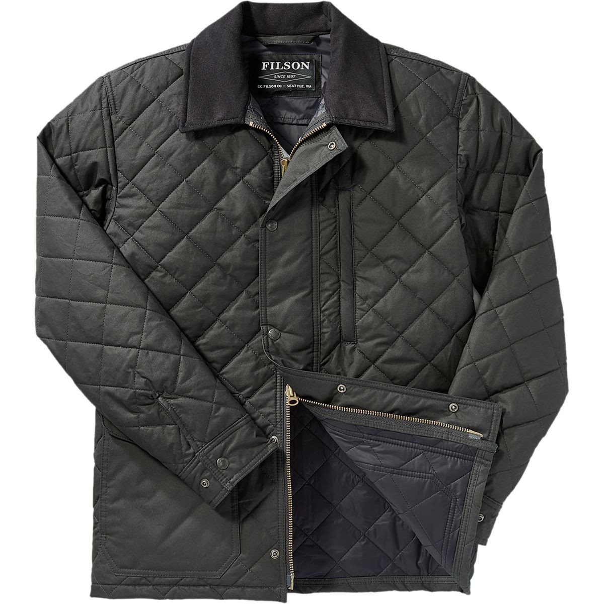 Filson Quilted Mile Marker Jacket Dark Navy Cover Cloth Made in USA Small NWT