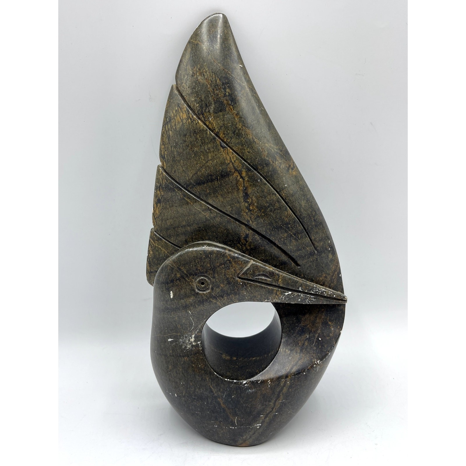 Zimbabwe African Shona Stone Serpentine Sculpture Carved Bird  Cuthbert Tendayi
