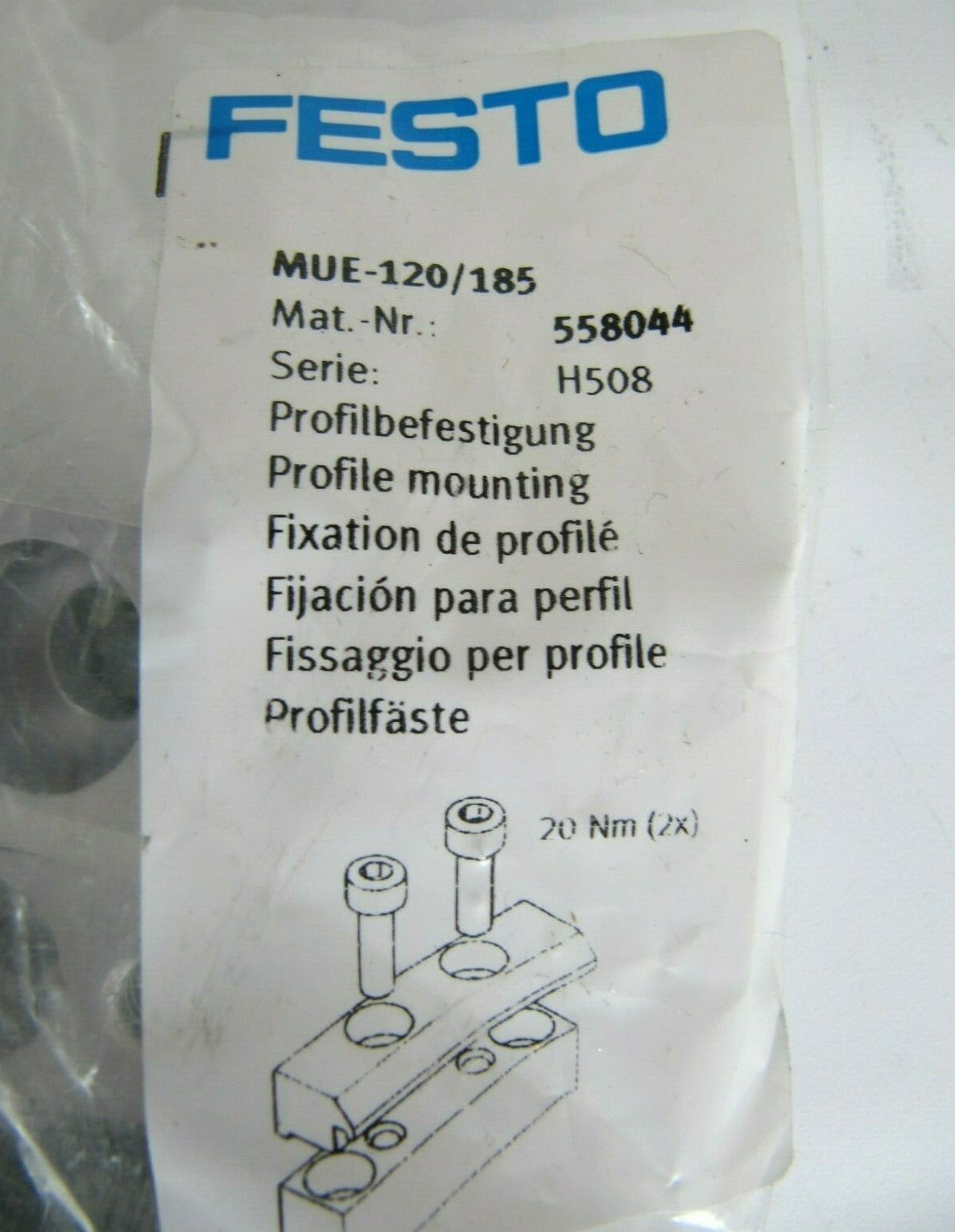 (LOT OF 4 NEW) Festo Profile Mounting hardware Sets MUE-120/185 558044