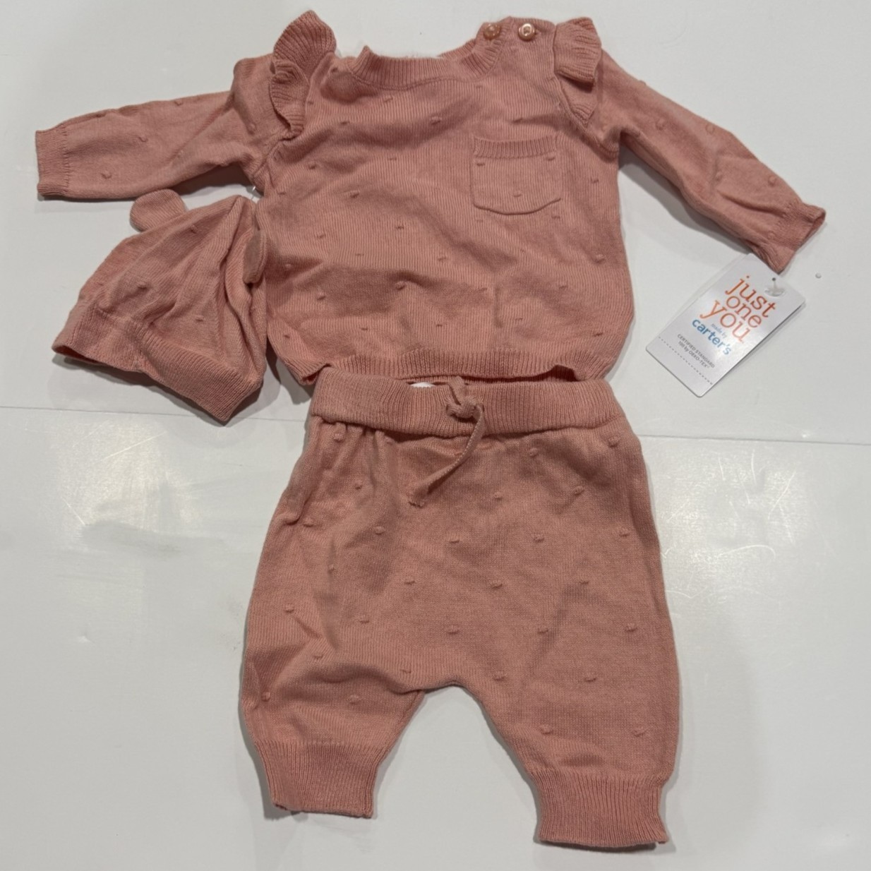 Carter's Just One You Baby Girls' 3pc Sweater Top & Bottom Set - Pink 3M