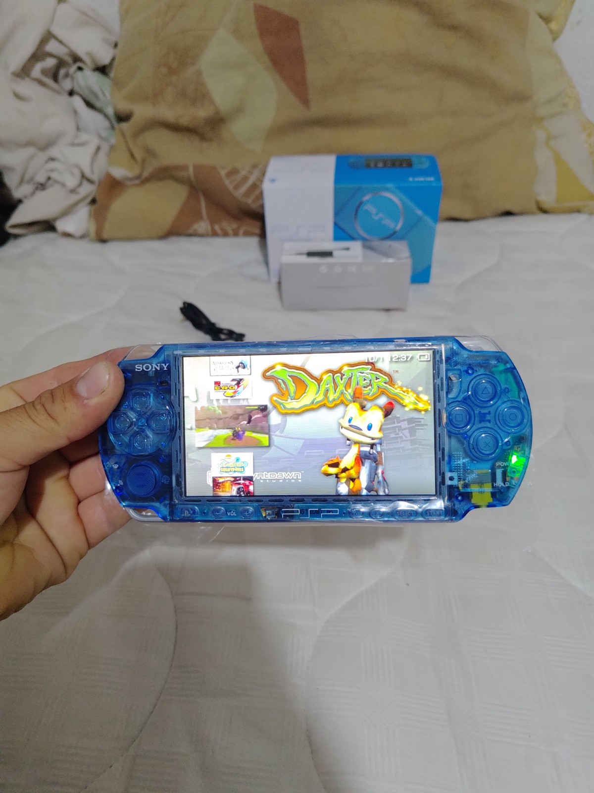 SONY PSP 3000 transparent blue 128GB New Charger with box +UMD+ tipe c