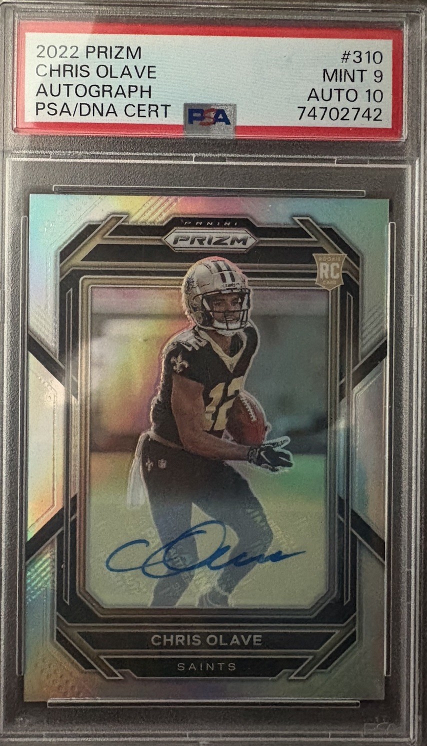 Panini 2022 Prizm Chris Olave Saints Silver Prizm Auto #310 PSA 9/10 74702742