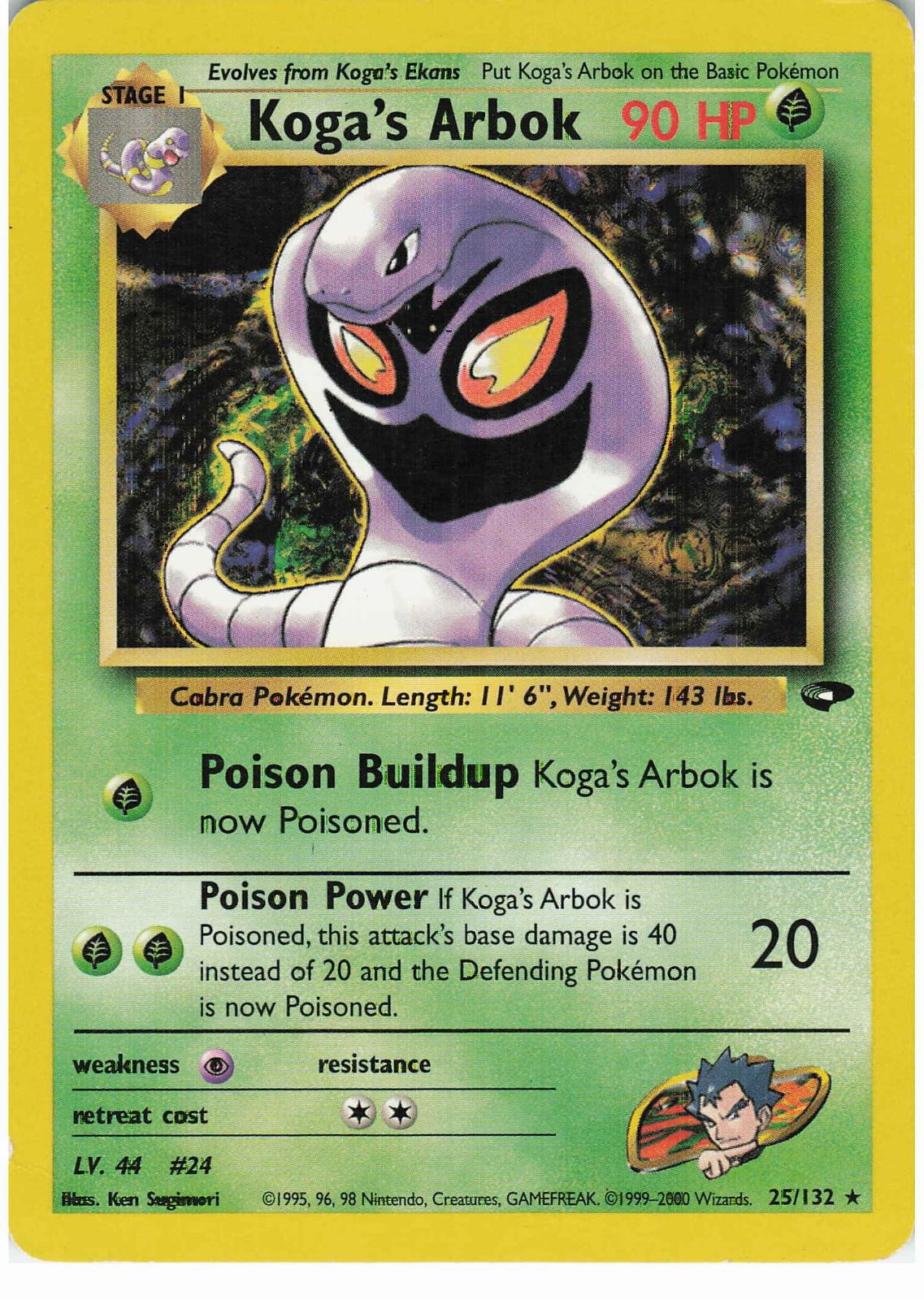 Koga's Arbok 25/132 Unlimited Rare Gym Challenge Pokemon MP