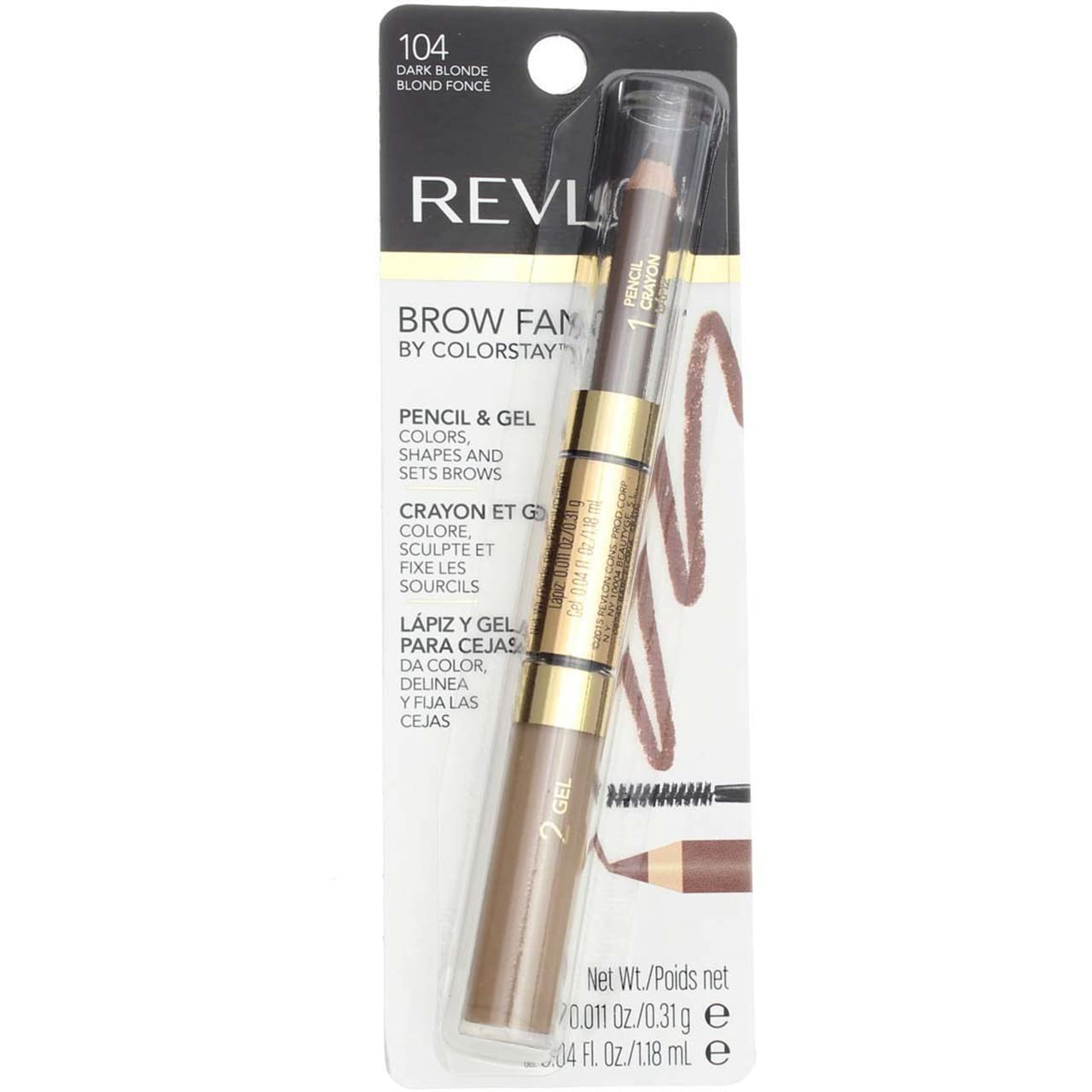 12 Revlon ColorStay Brow Fantasy Eyebrow 2-in-1 Gel & Pencil, #104 Dark Blonde 12 Revlon ColorStay Brow Fantasy Eyebrow 2-in-1 Gel & Pencil, #104 Dark Blonde