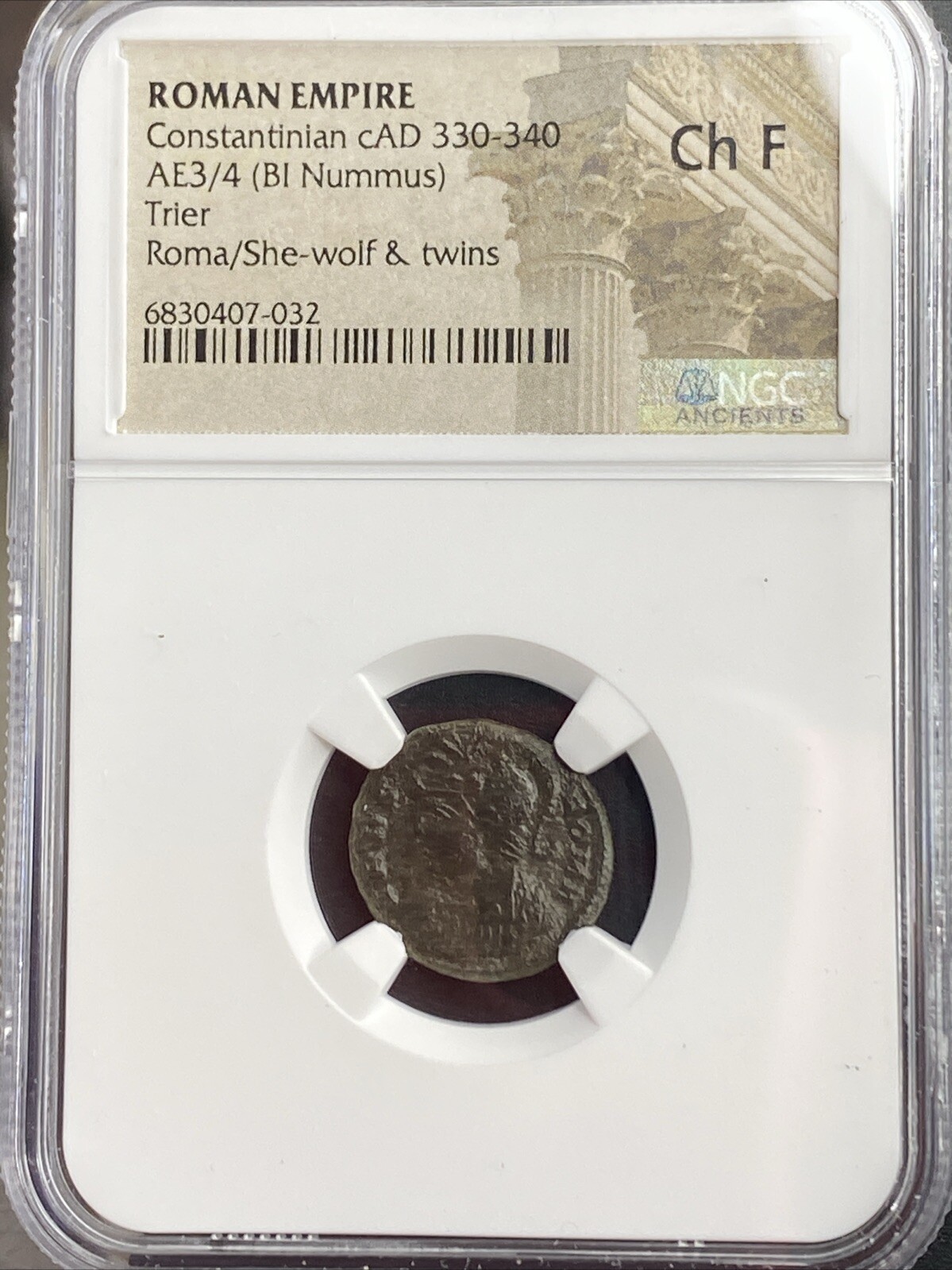 SheWolf Twins 330-340AD Genuine NGC Graded Ancient Roman Coin Constantinian ChF