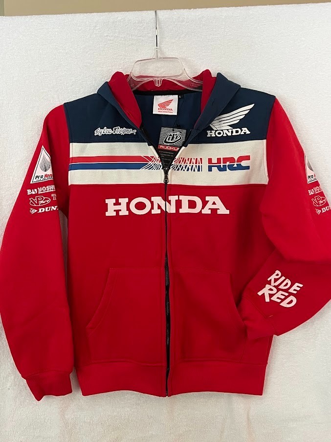 TLD Honda HRC Team Racing Zip Up Hoodie Mens L NWT Ride Red Motocross Jacket TLD Honda HRC Team Racing Zip Up Hoodie Mens L NWT Ride Red Motocross Jacket