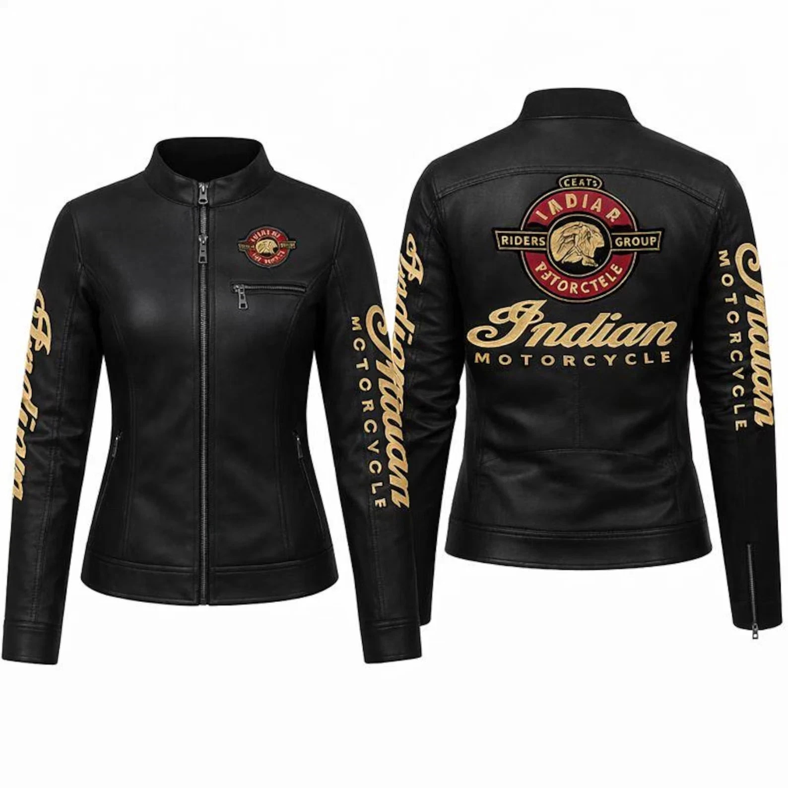 Women\'s black leather Indian motorcycle jacket ladies embroidered biker jacket Women\'s black leather Indian motorcycle jacket ladies embroidered biker jacket