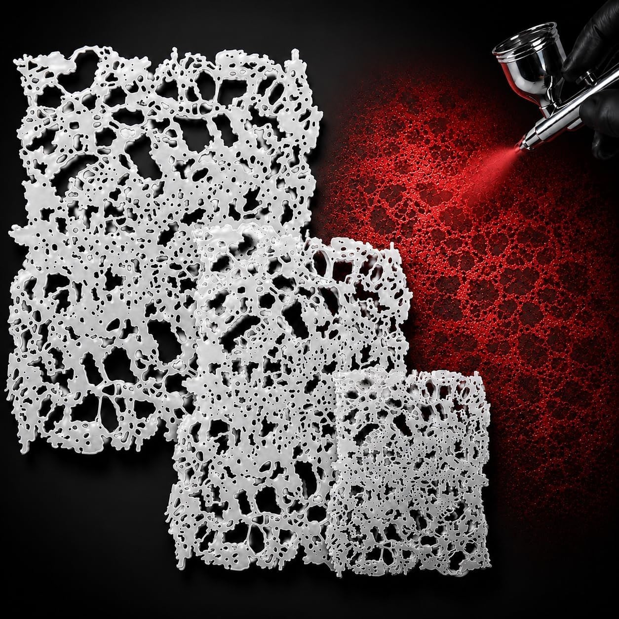 LiME LiNE 3-Piece Airbrush Texture Stencil Set - Reusable Spray Paint Templates