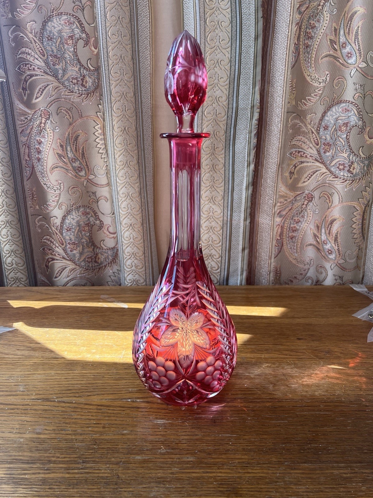 Vtg 1960s Cranberry Crystal Nachtmann Decanter Beautiful Vtg 1960s Cranberry Crystal Nachtmann Decanter Beautiful
