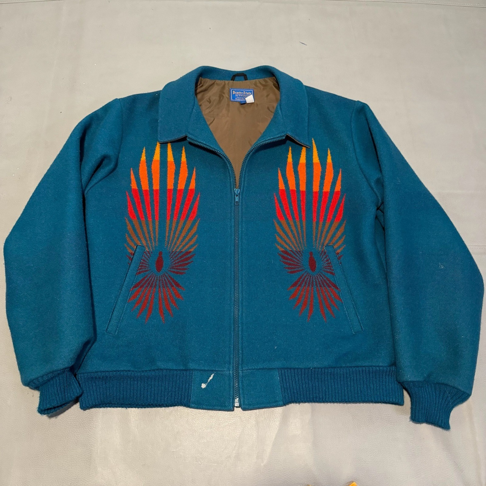 VTG Beaver State Pendleton Wool Jacket Men Blue Chief Joseph Jacket Aztec-L-8534 VTG Beaver State Pendleton Wool Jacket Men Blue Chief Joseph Jacket Aztec-L-8534