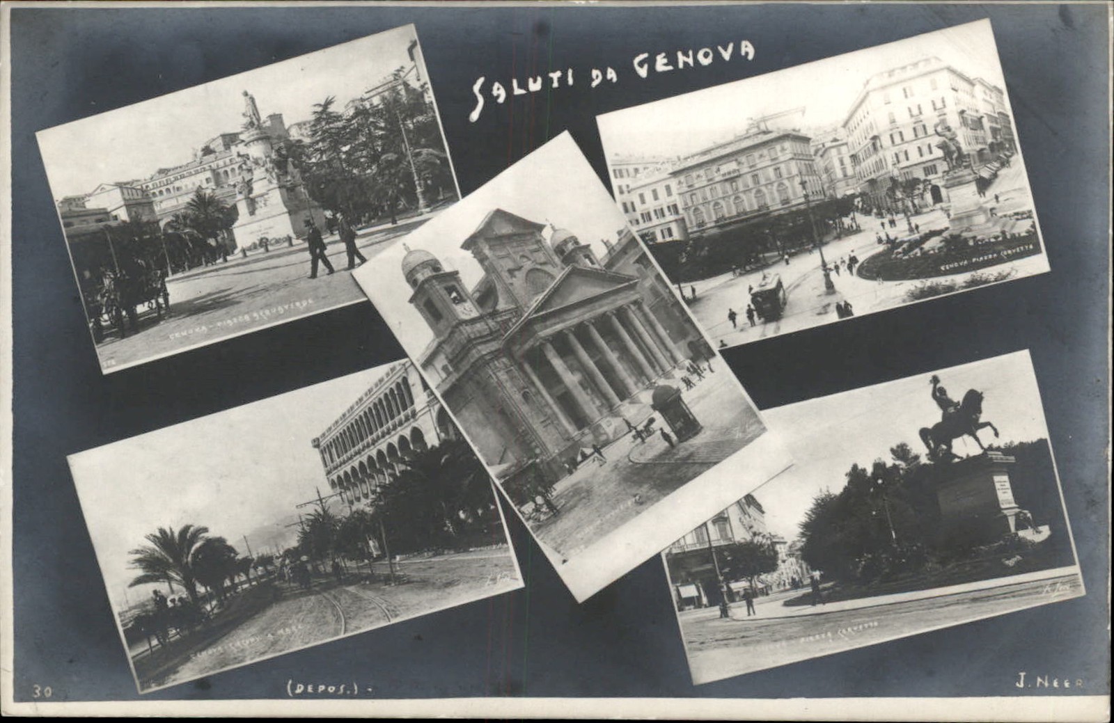 Genova Multi-View J. Neer c1920s-30s Real Photo Vintage Postcard
