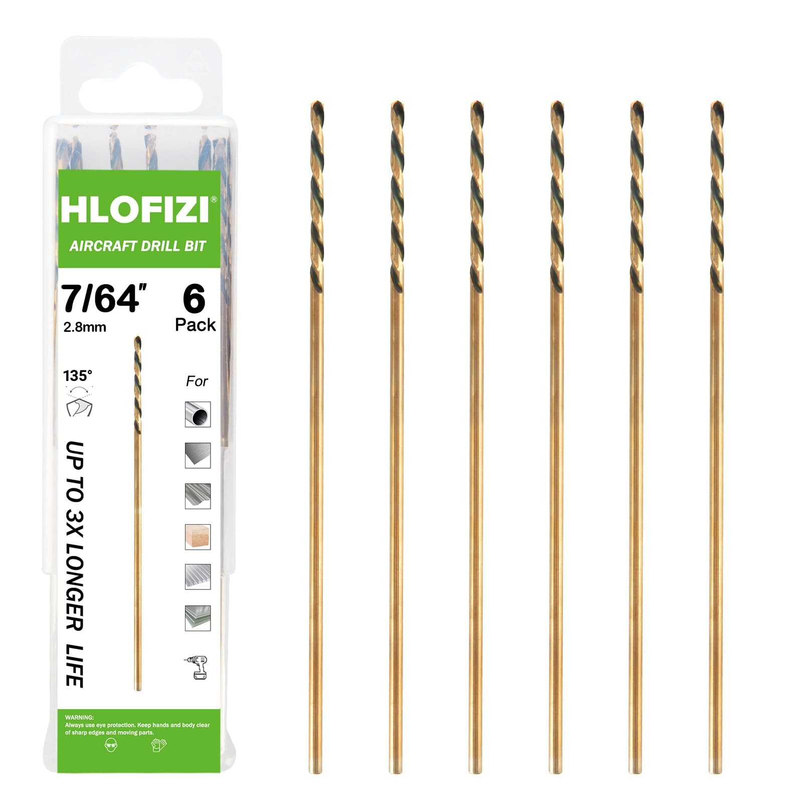 HLOFIZI 7/64 x 6 Inch Extra Long Drill Bits (6 Pack), Aircraft 7/64\