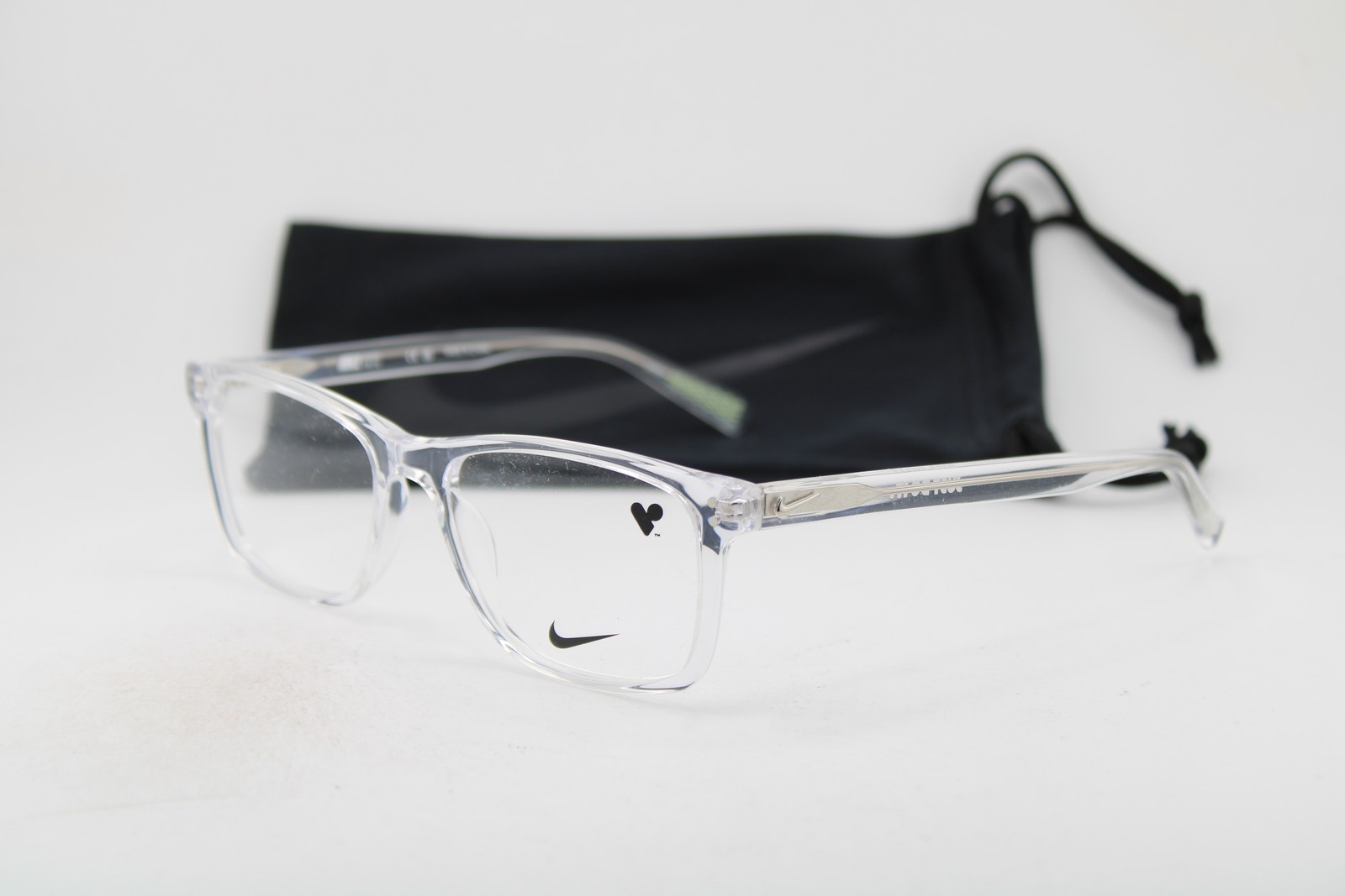 NEW NIKE 7246 900 CLEAR BLACK AUTHENTIC EYEGLASSES 54-17