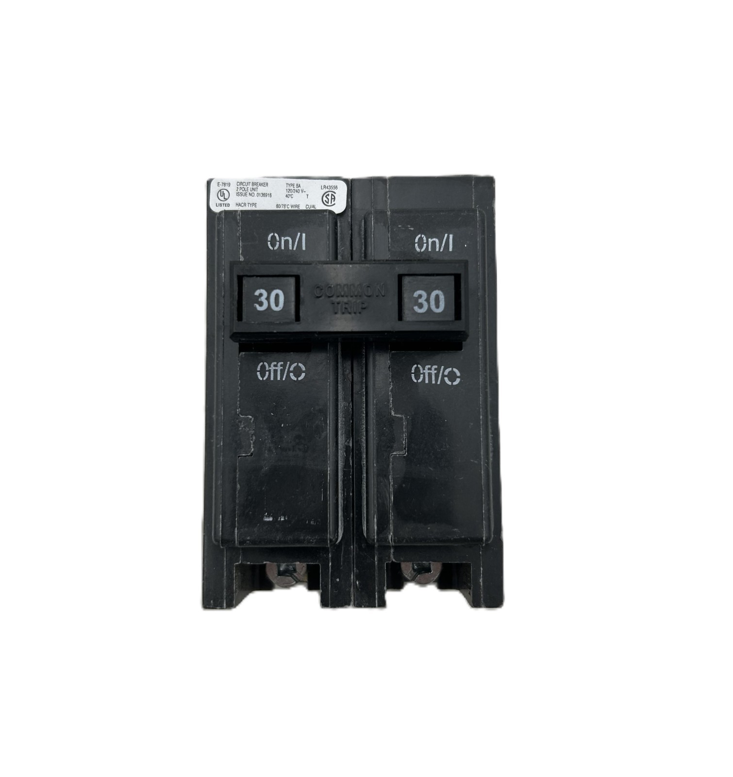 New Eaton BAB2030 Quicklag Bolt-on Circuit Breaker 30A 2-Pole 120/240V