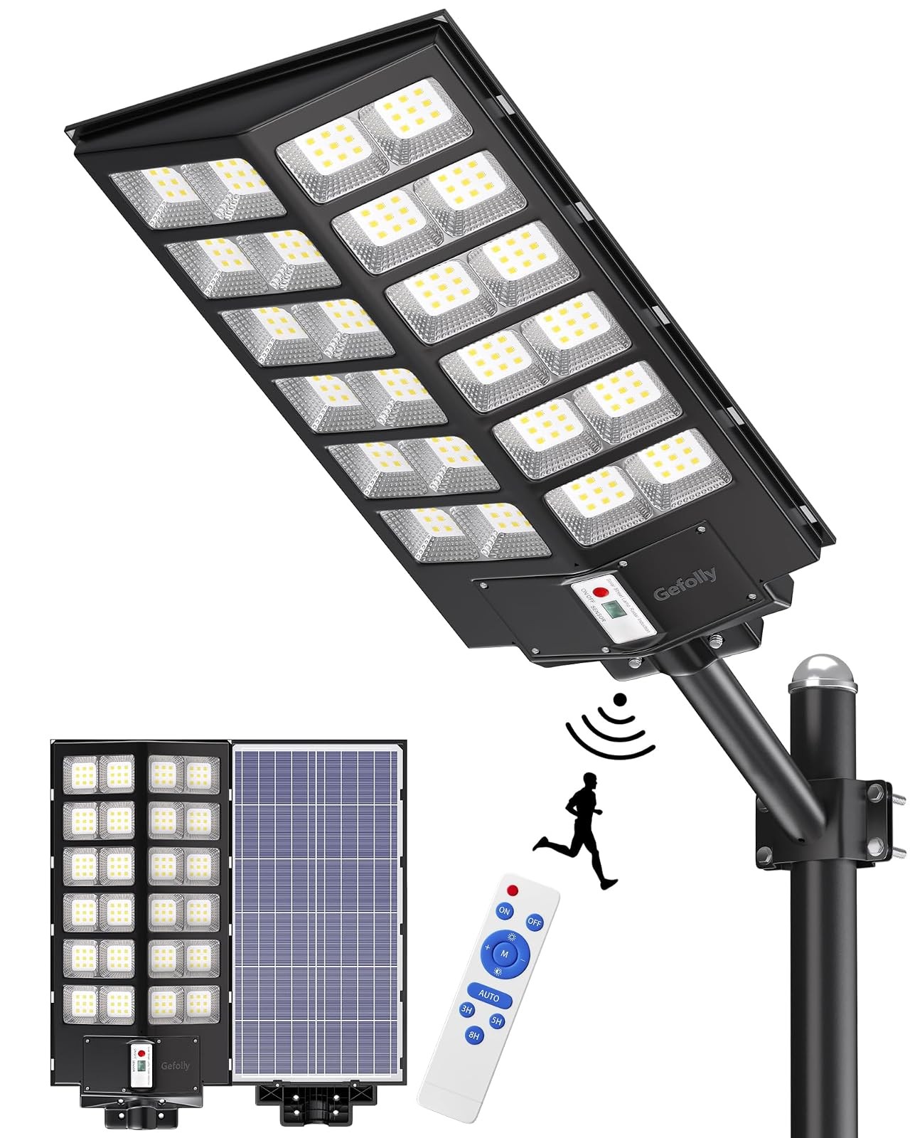 Gefolly SL-9800W Solar Street Lights Outdoor 860000LM 6500K Motion Sensor Gefolly SL-9800W Solar Street Lights Outdoor 860000LM 6500K Motion Sensor