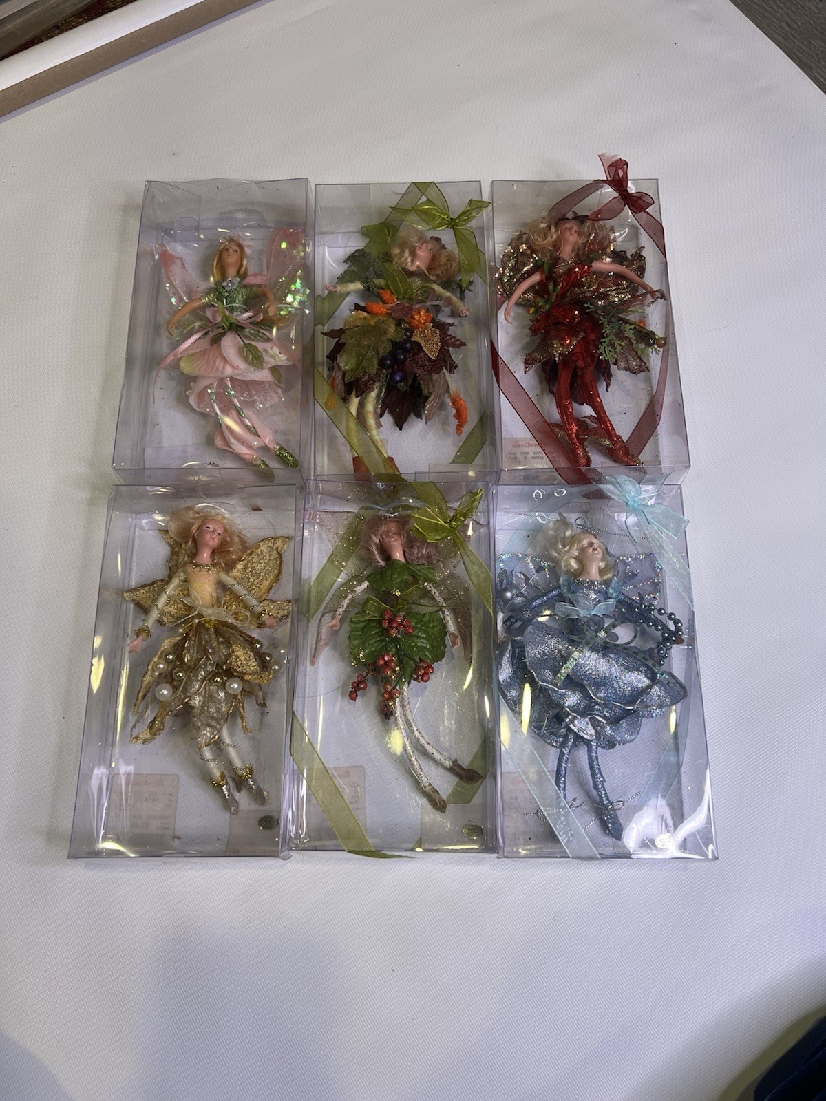 Set 6 Woodland Fairy Pixies Ornaments 8” T Nymphs All Different