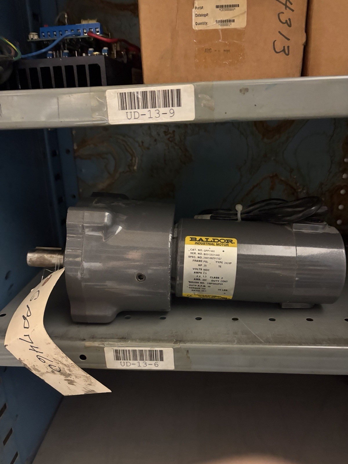 BALDOR GPP7460 1/4HP 50RPM TENV 90VDC PARALLEL GEARMOTOR USED BALDOR GPP7460 1/4HP 50RPM TENV 90VDC PARALLEL GEARMOTOR USED