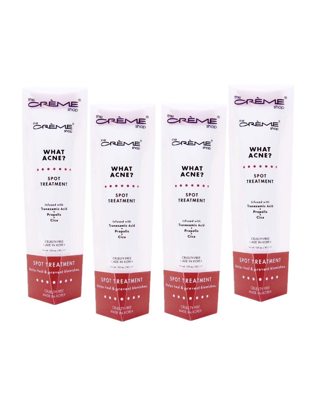 4 Pack The Crème Shop “What Acne?” Spot Treatment  w/ Propolis & Tranexamic Acid