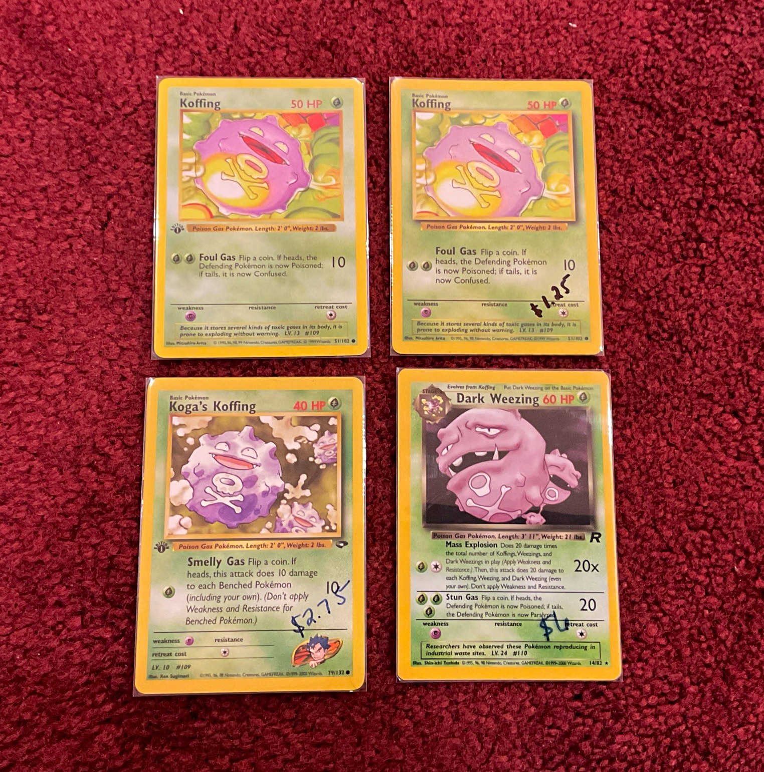 Wizards of the Coast Pokemon TCG Koffing Koga\'s Koffing Dark Weezing Lot x4 Wizards of the Coast Pokemon TCG Koffing Koga\'s Koffing Dark Weezing Lot x4