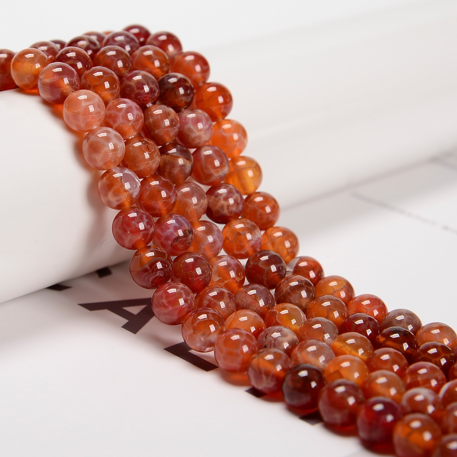 Burnt Orange Fire Agate Smooth Round Beads 6mm 8mm 10mm 12mm 15.5\