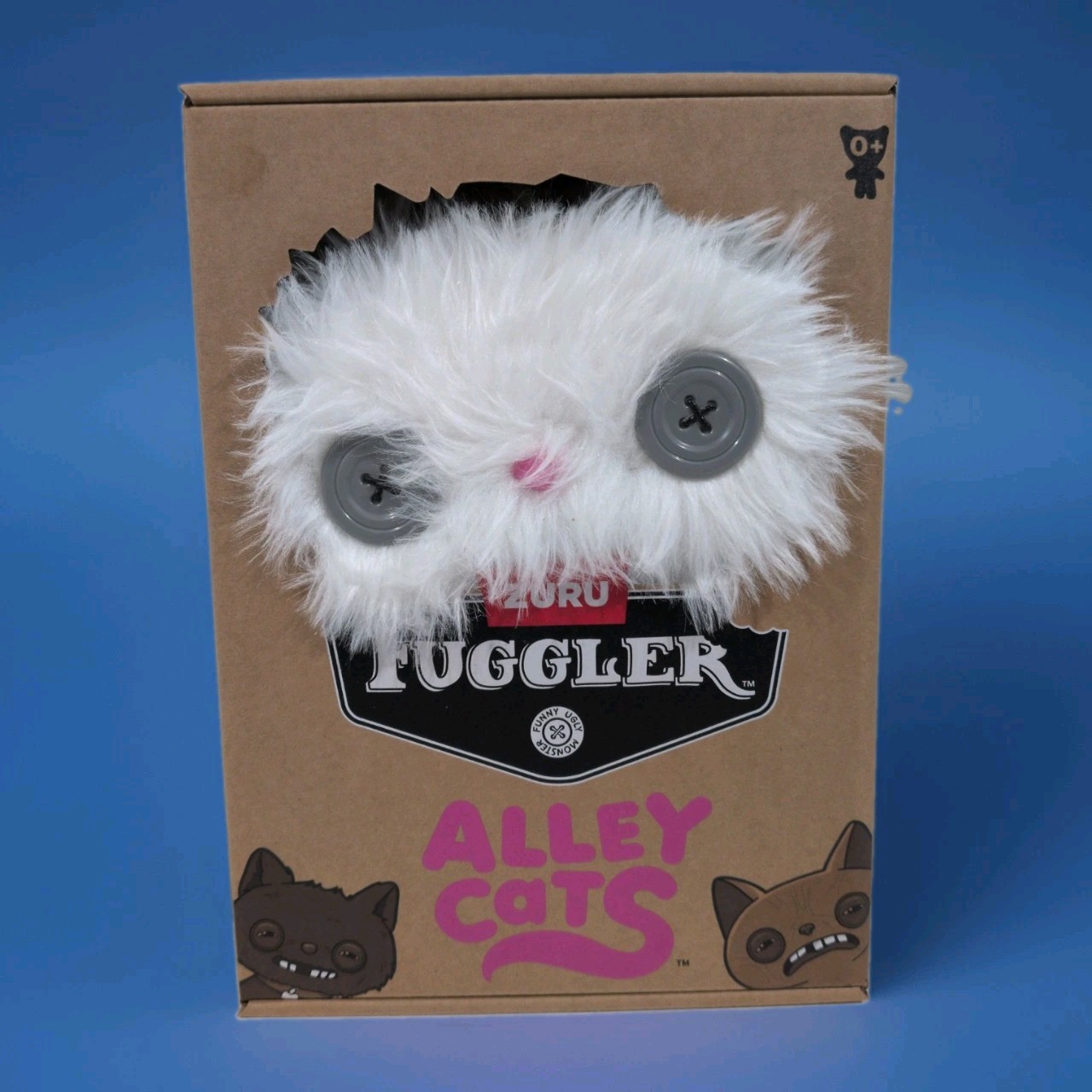 Zuru Fuggler Alley Cats Cheezee White 9 Inch Plush Toy - Funny Ugly Monster.