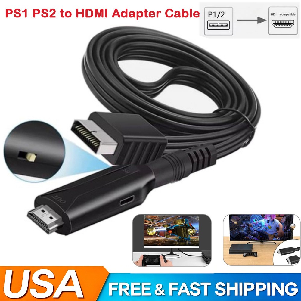 For Sony PS1 PS2 to HDMI Adapter Cable Game Console Audio Video Converter Cable