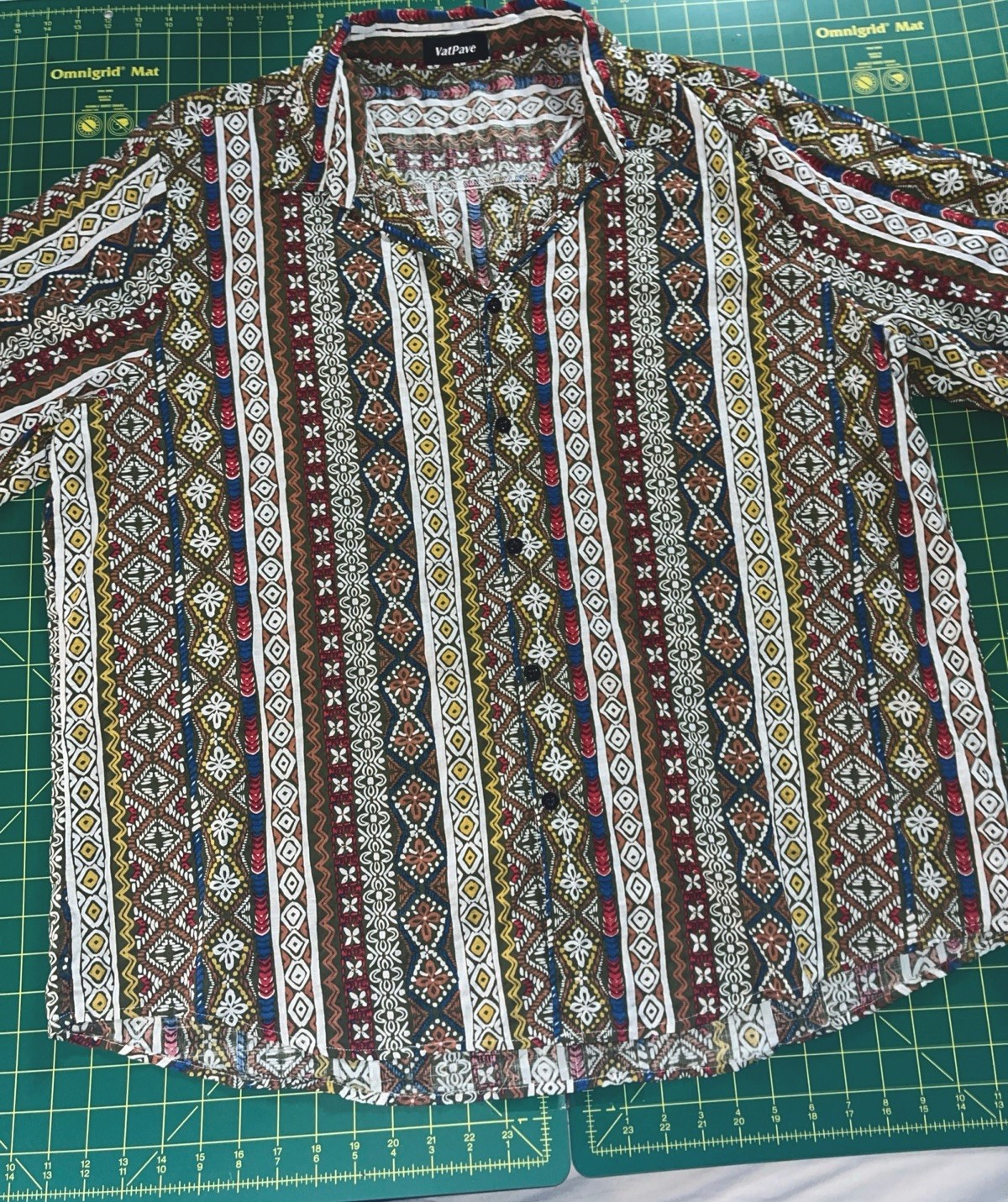 Vatpave Casual Shirt Mens Size 3XL Multicolor Geometric Going Out Party Beach