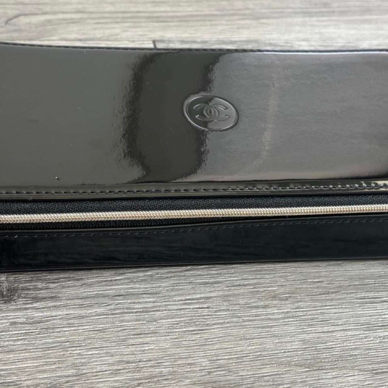 Chanel Black Patent Leather Toiletry Case/Makeup Pouch Chanel Black Patent Leather Toiletry Case/Makeup Pouch