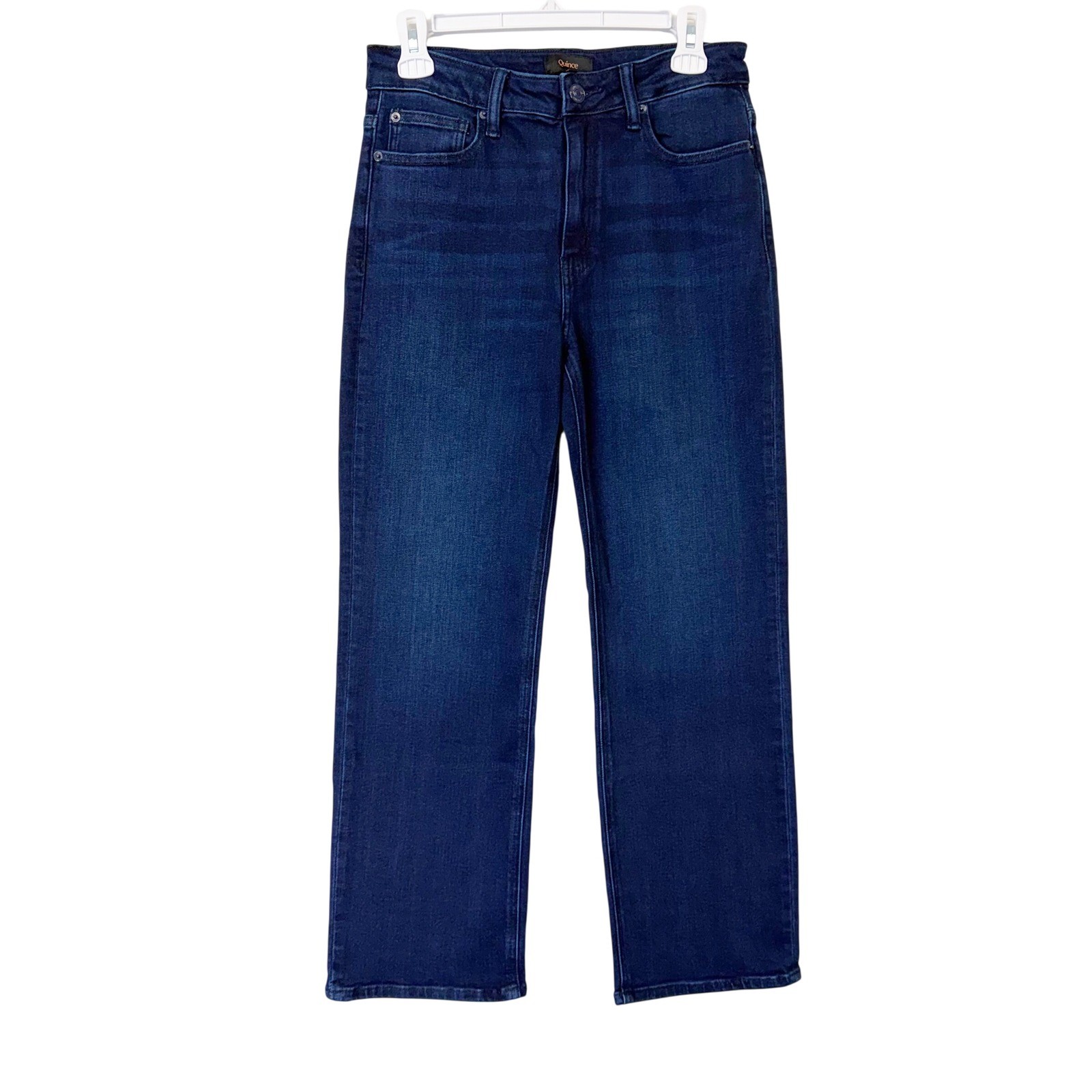 Quince Bella Stretch Straight Jeans Women\'s 28 Dark Wash Ankle Organic Cotton