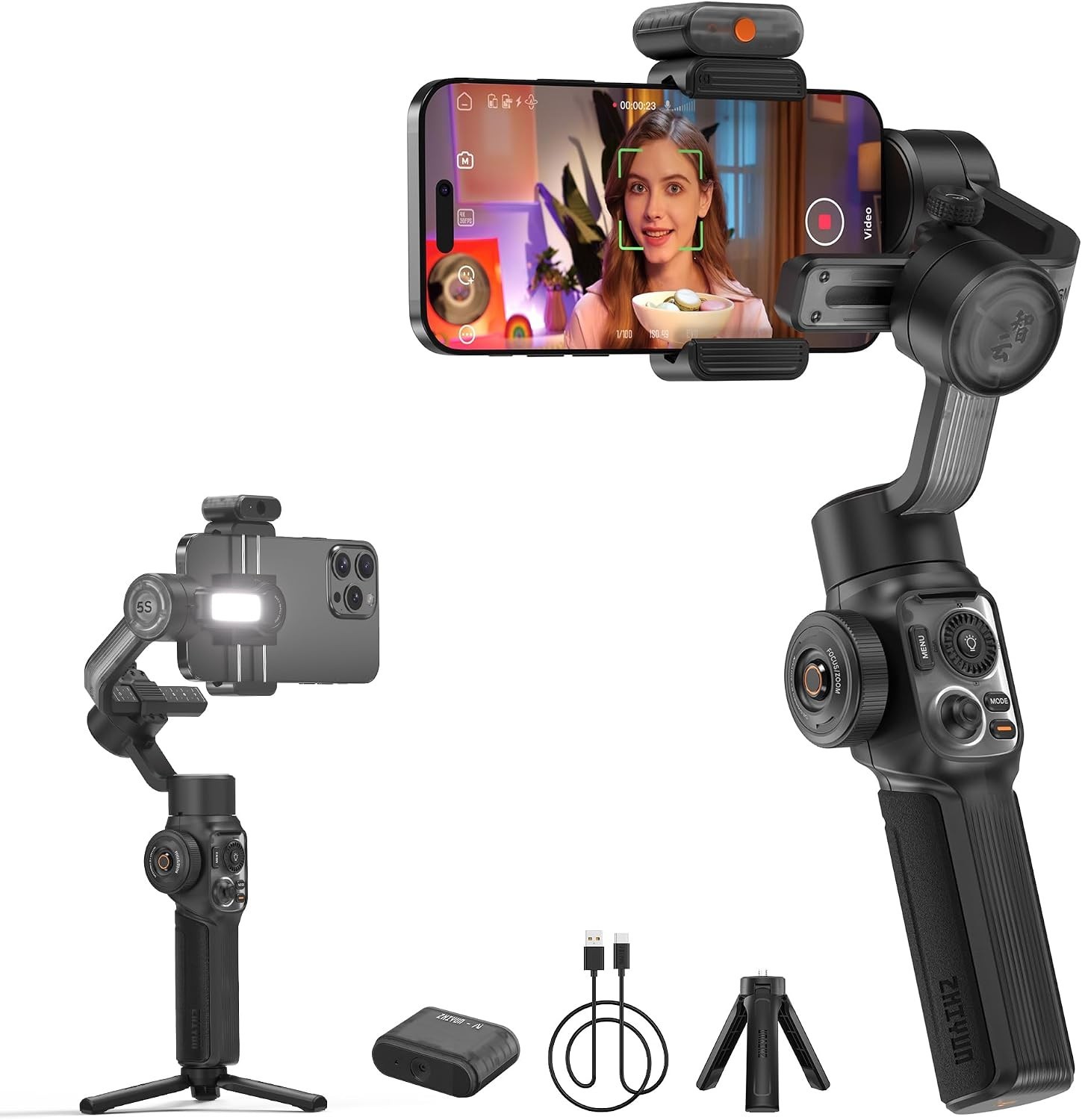 Zhiyun Smooth 5S AI Combo 3-Axis Gimbal Stabilizer Fill Light for iPhone Android Zhiyun Smooth 5S AI Combo 3-Axis Gimbal Stabilizer Fill Light for iPhone Android