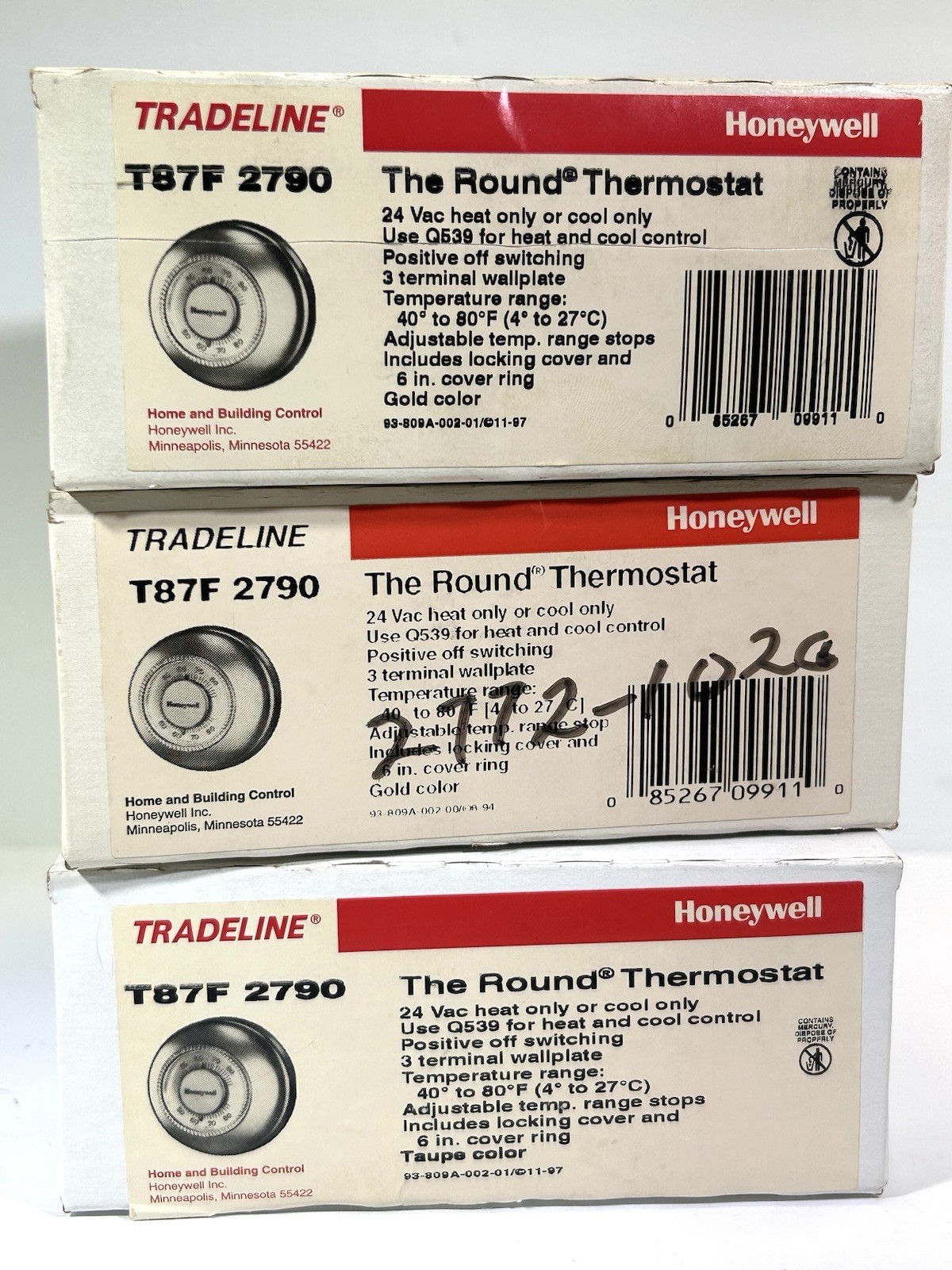 Honeywell T87F 2790 Round Low Voltage Heat Only Thermostat • Lot Of 3 • Read Honeywell T87F 2790 Round Low Voltage Heat Only Thermostat • Lot Of 3 • Read