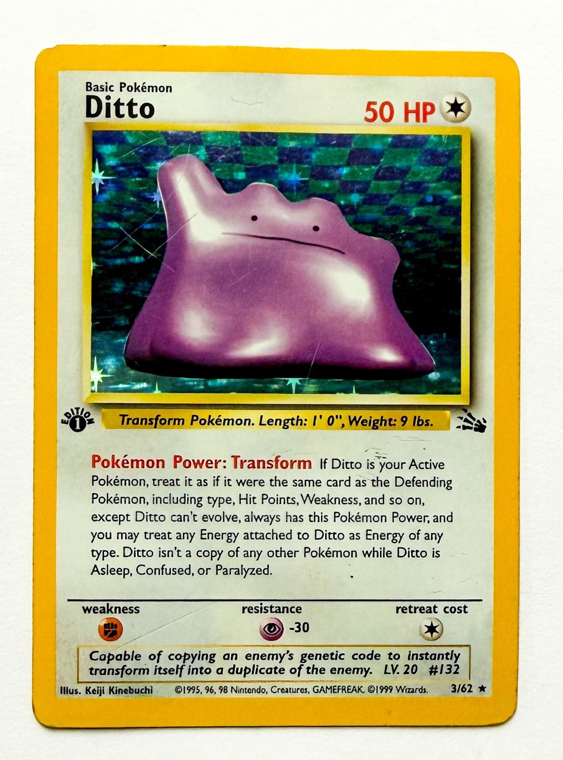 🪩 Pokemon TCG Ditto Pokemon 3/62 Fossil 1st Ed Holo Rare 1999 English 🪩 🪩 Pokemon TCG Ditto Pokemon 3/62 Fossil 1st Ed Holo Rare 1999 English 🪩