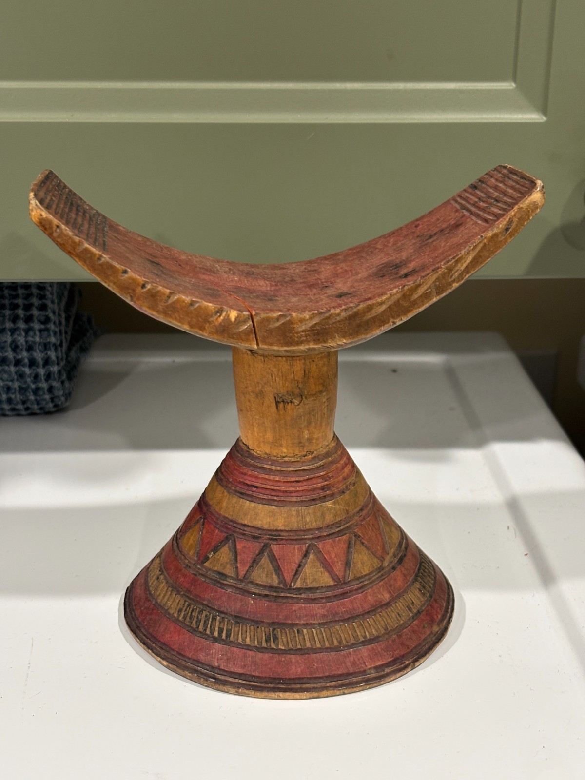 Vintage Ethiopian Carved Wood Headrest Oromo African Neck Rest Tribal Art 5