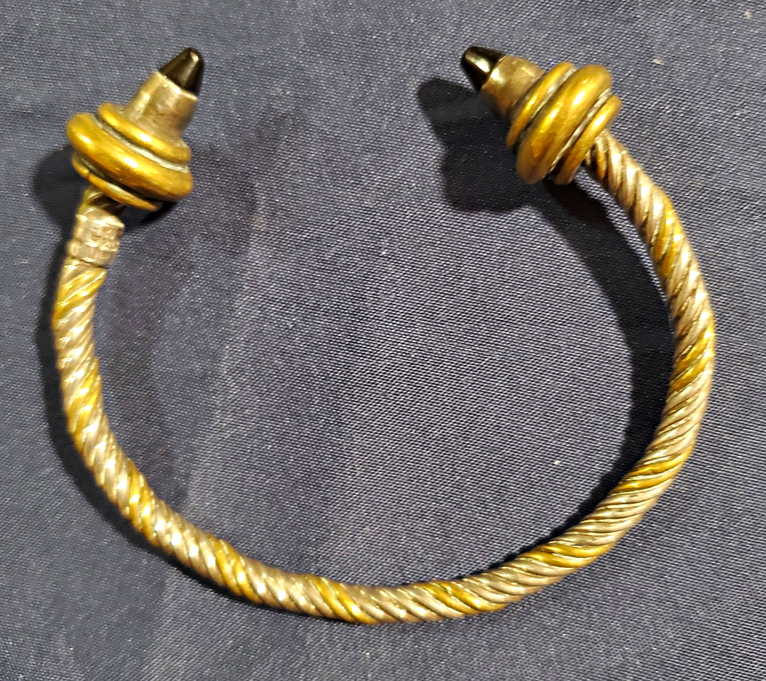 VTG Signed LATON Taxco Mexico 925 Sterling Silver Mixed Metal Cable Cuff